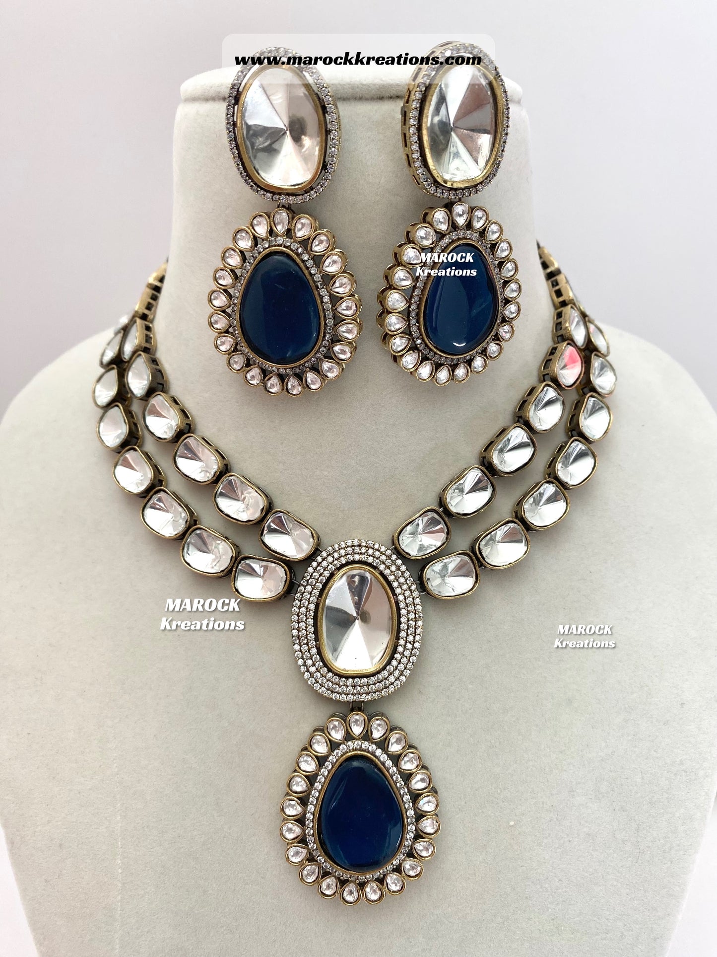 Premium Quality uncut Kundan Moissanite Necklace set