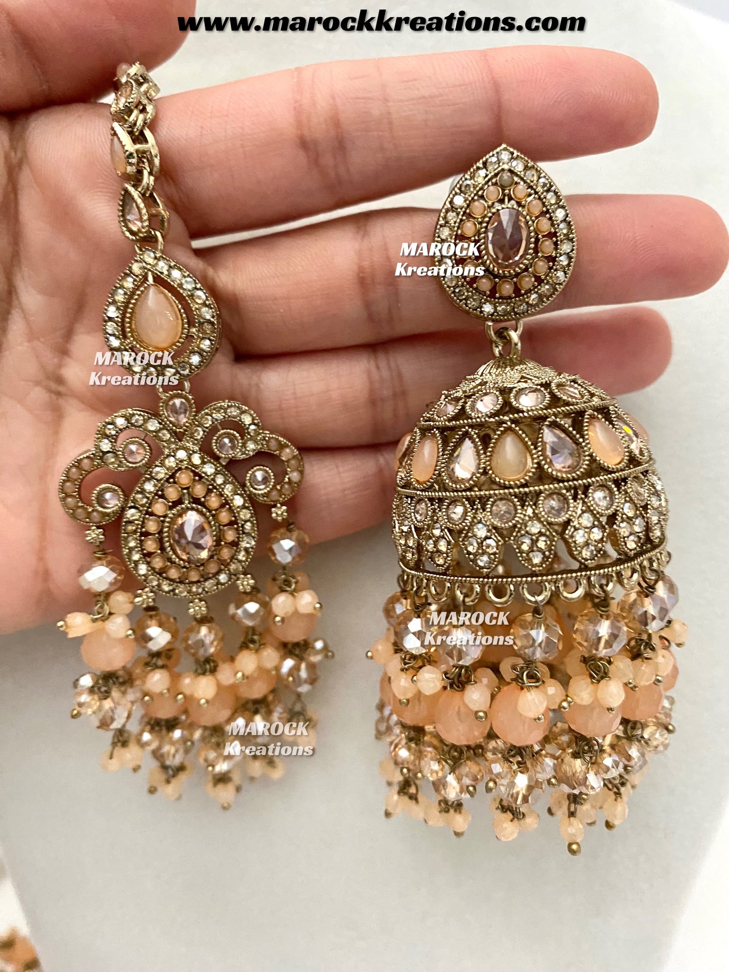 Nazmun Antique Gold Pakistani Polki choker/necklace set with Passa