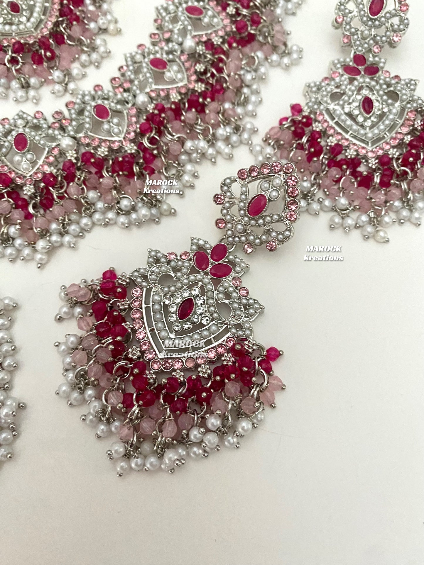 Aisha Silver Pakistani Necklace set with Passa/Jhoomer