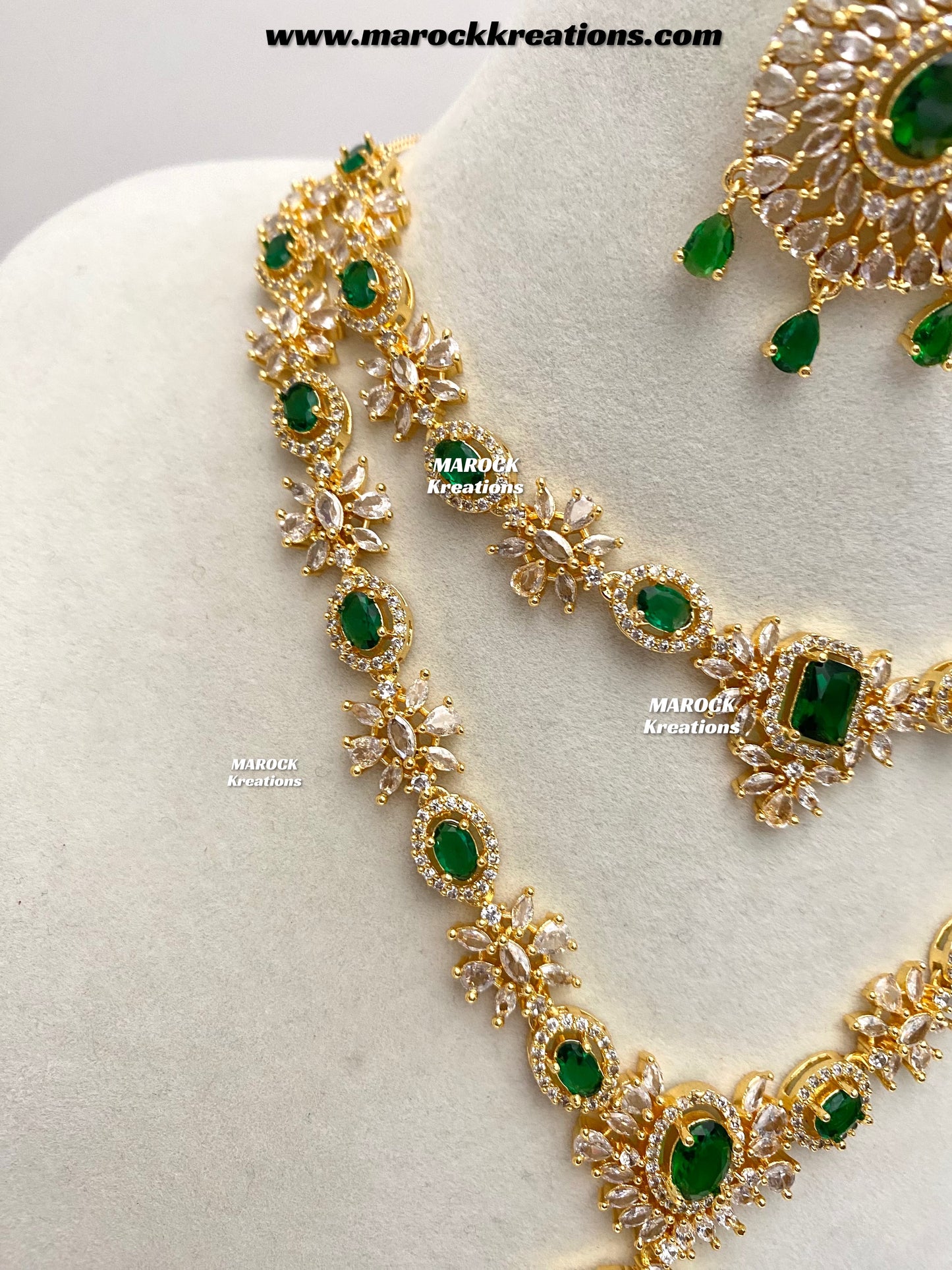 Farhat Golden American Diamond Necklace set