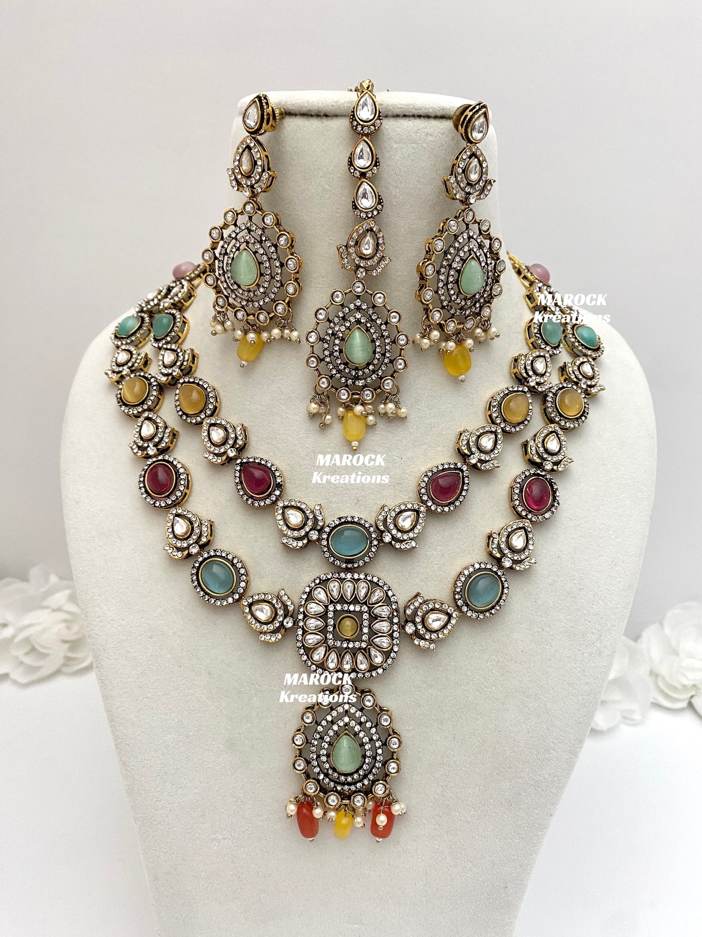 Hanali Victorian Kundan Statement Necklace set