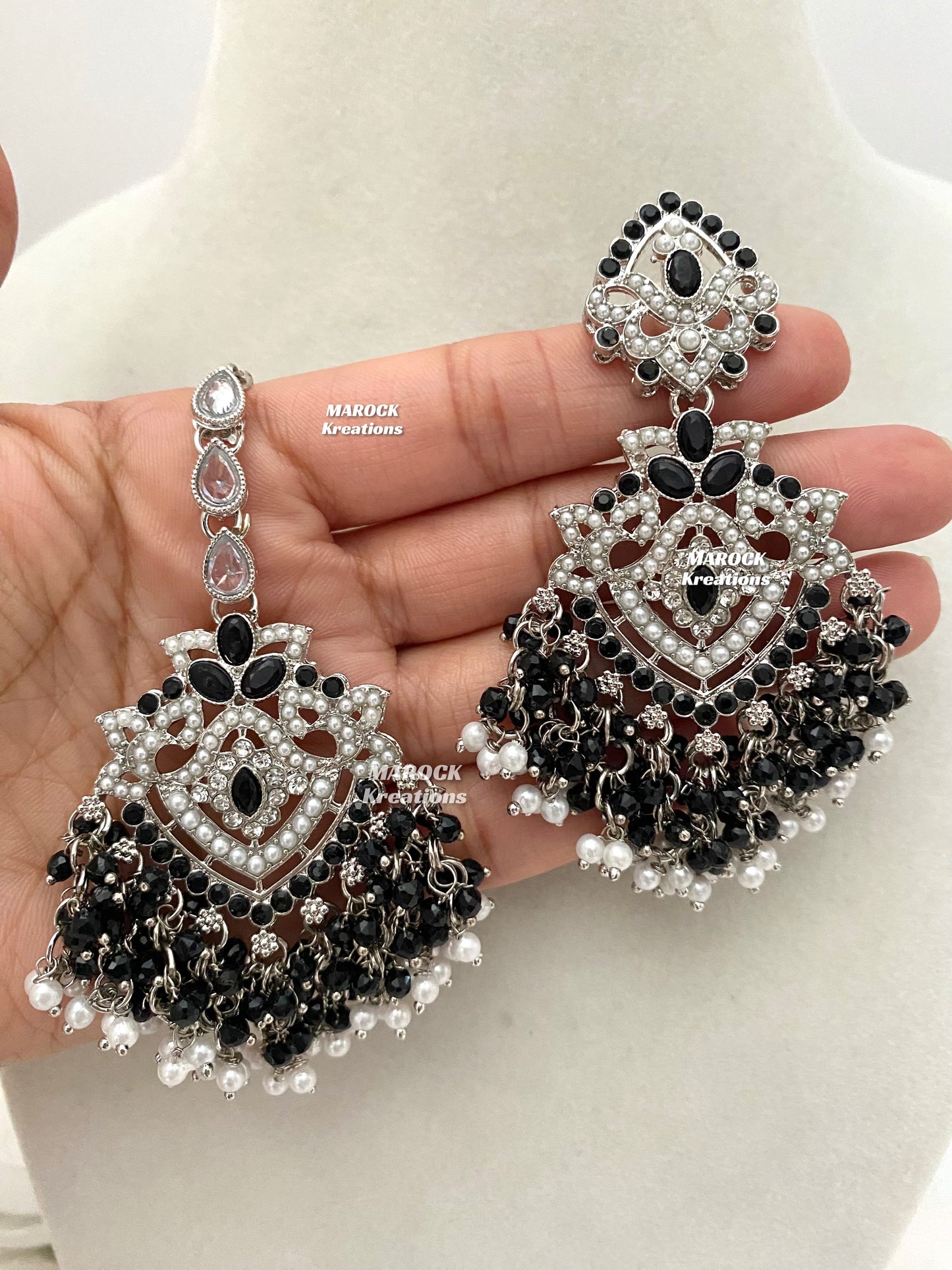 Aisha Silver Pakistani Necklace set with Passa/Jhoomer