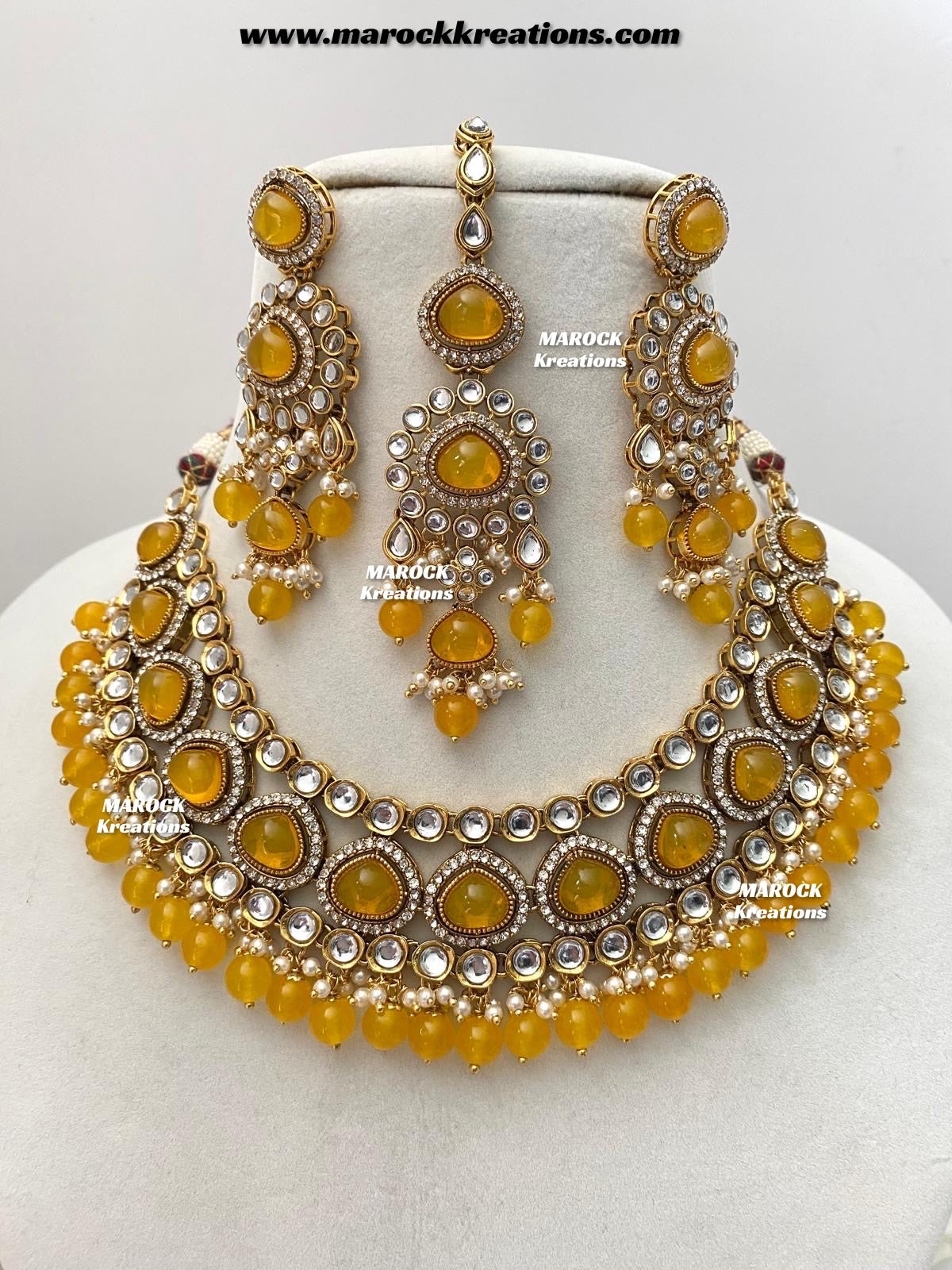 Harsha Premium Quality Kundan and Monalisa stone Statement Necklace set