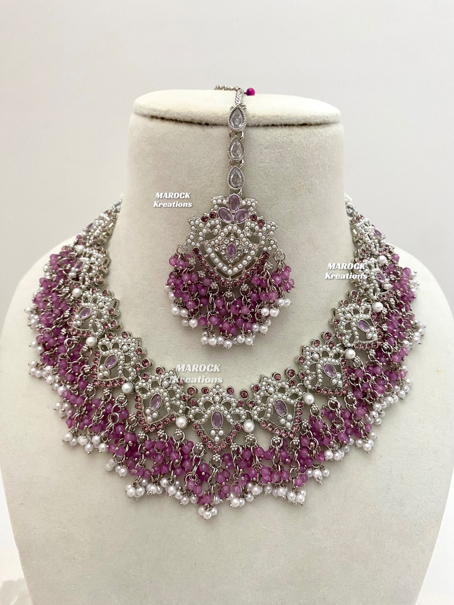 Aisha Silver Pakistani Necklace set with Passa/Jhoomer