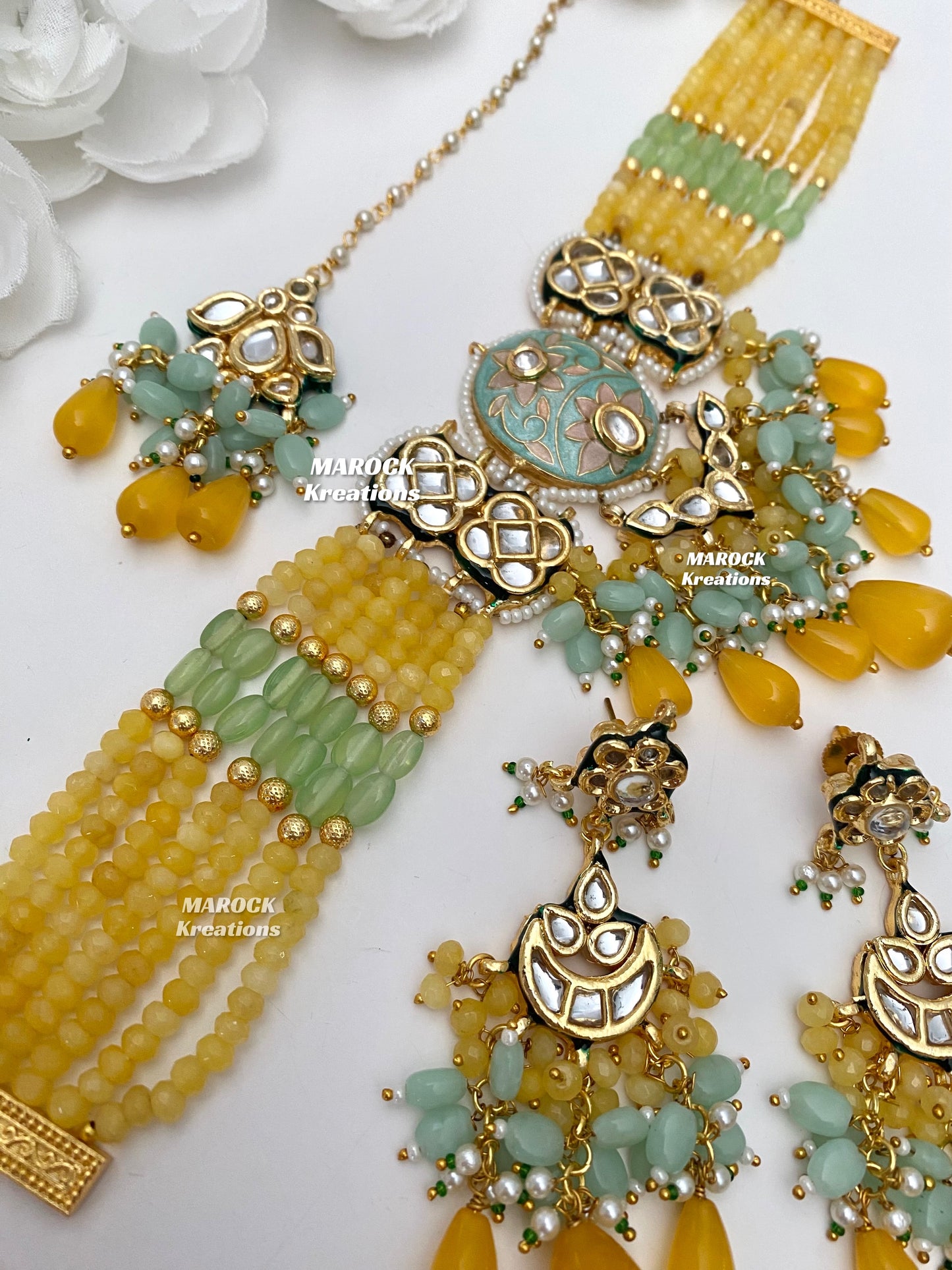 Brinda Premium Quality Kundan Meenakari Statement Choker set