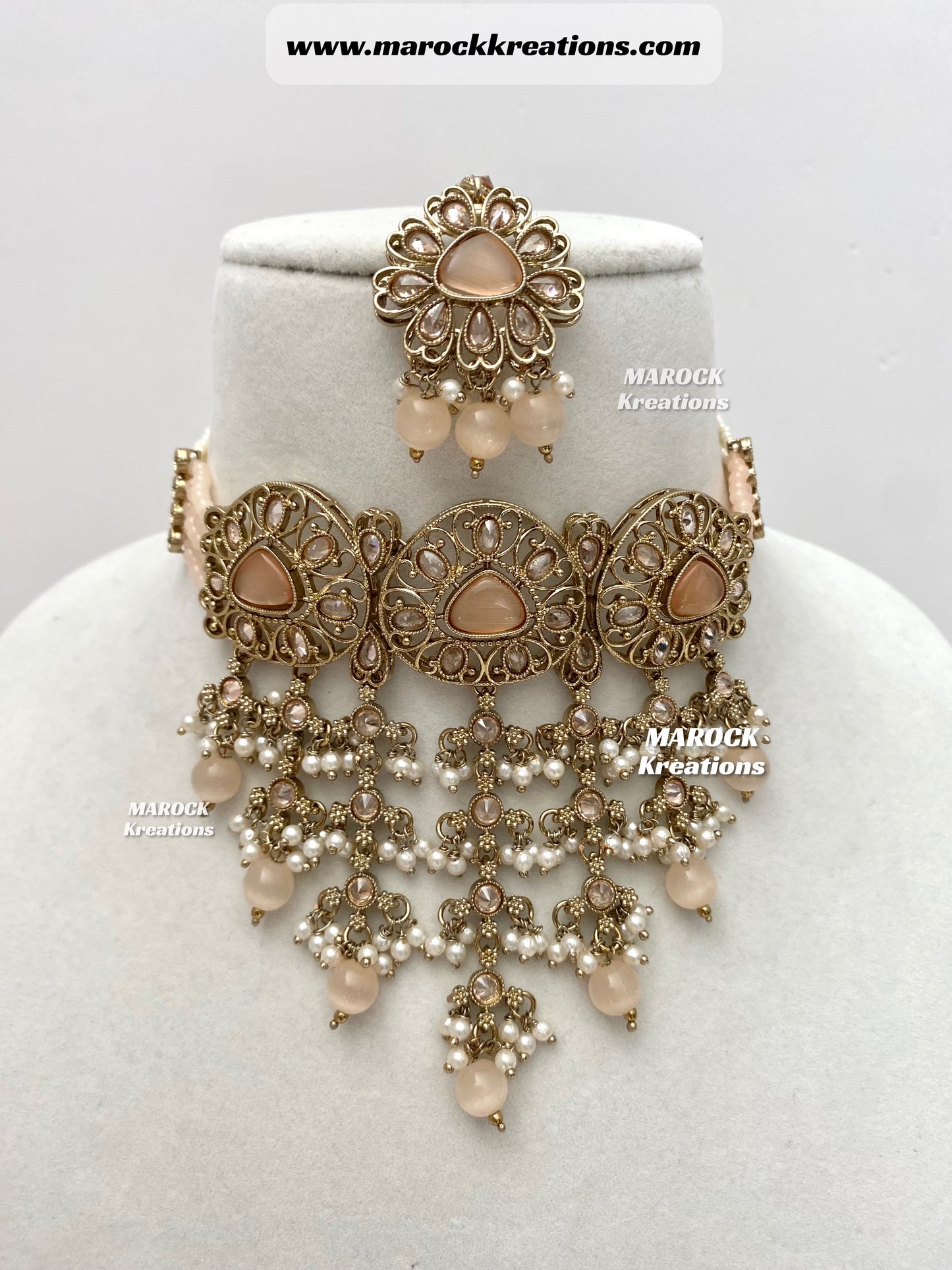 Amaira Antique Gold Polki choker set