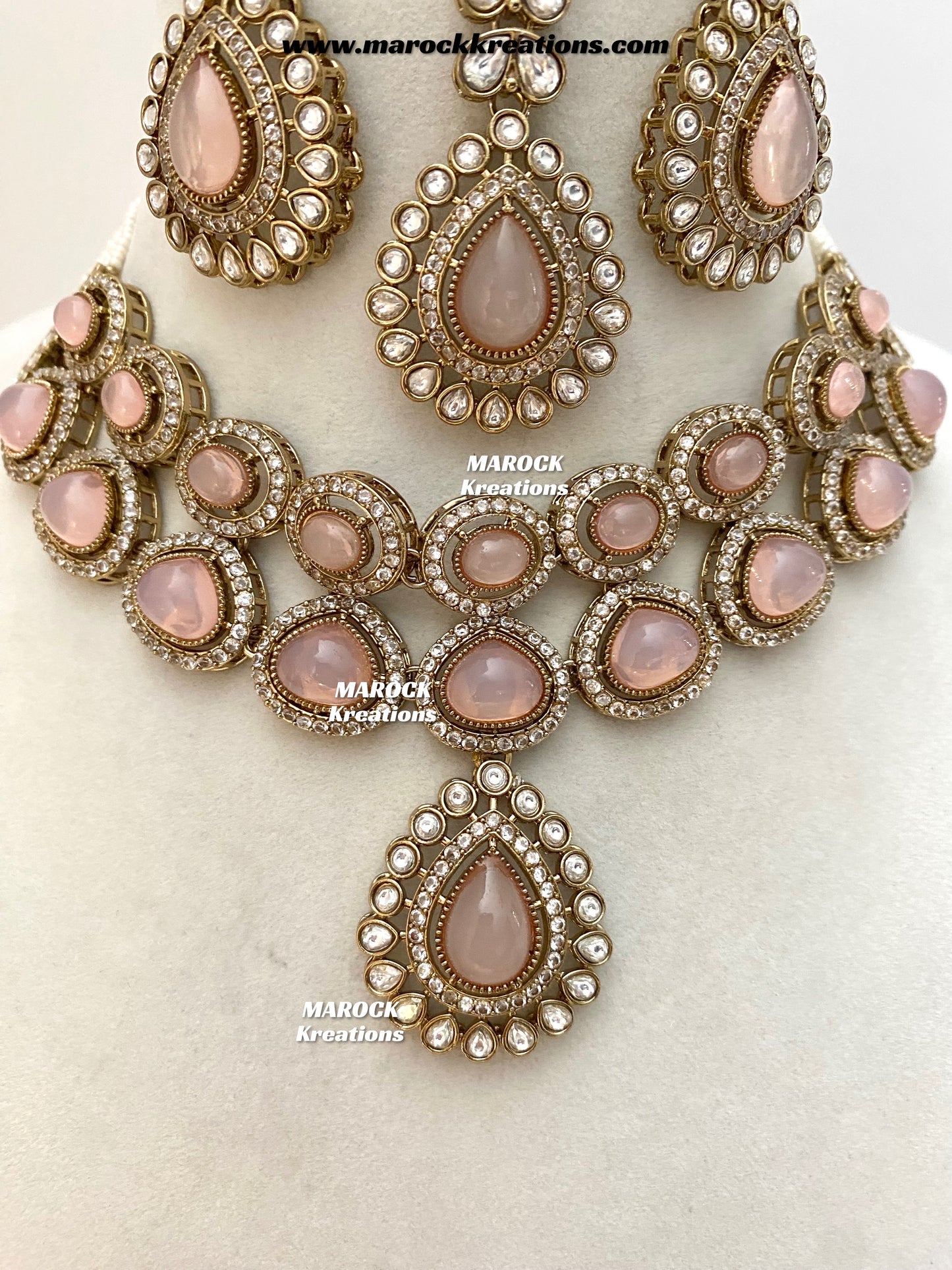 Zafina Premium Quality Moissanite Kundan Statement Choker/Necklace set