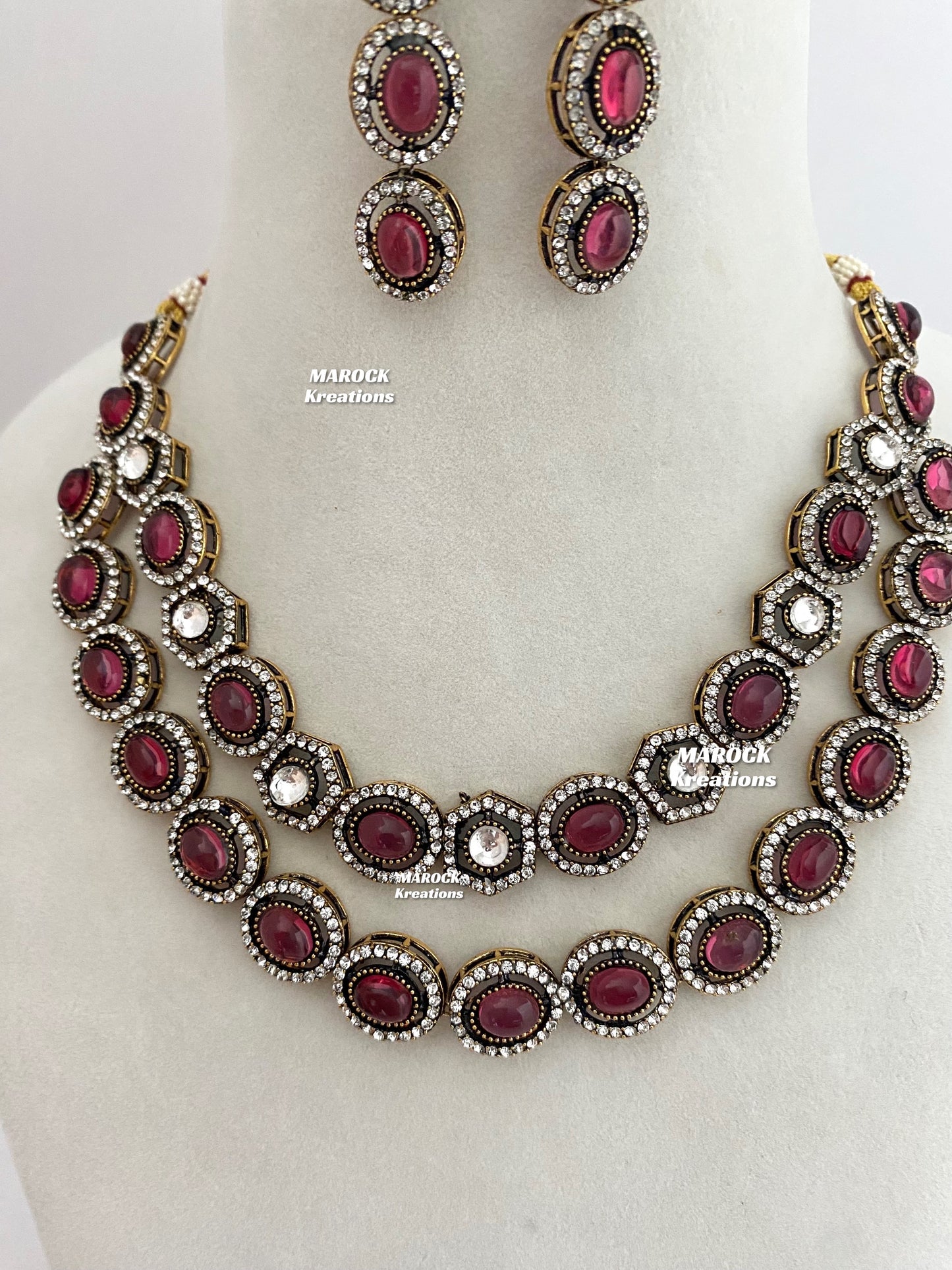 Sheenam Victorian Kundan Double layer Necklace set
