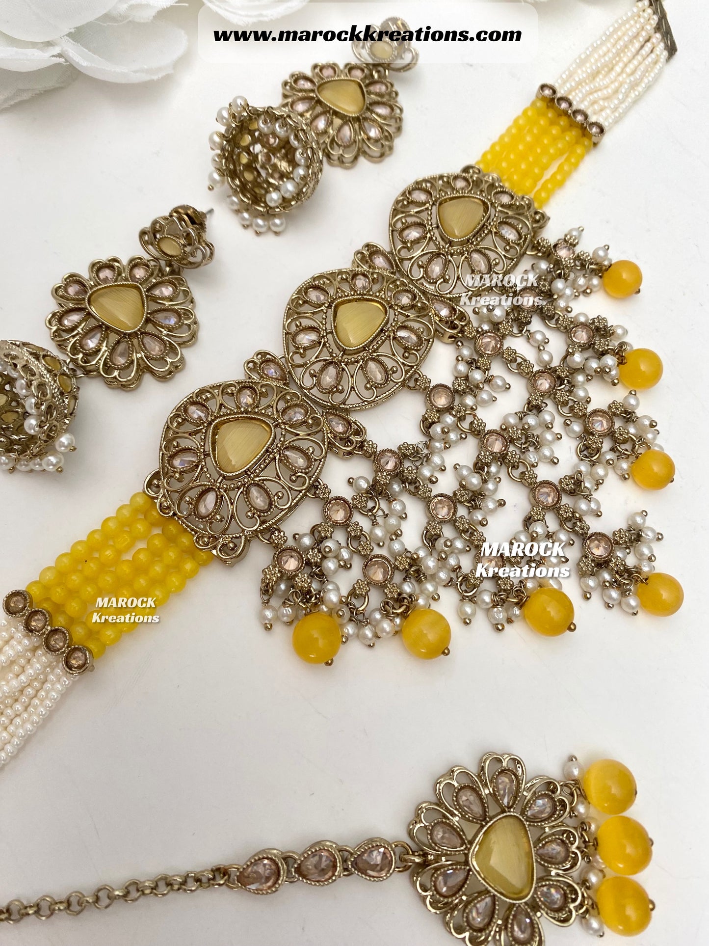 Amaira Antique Gold Polki choker set