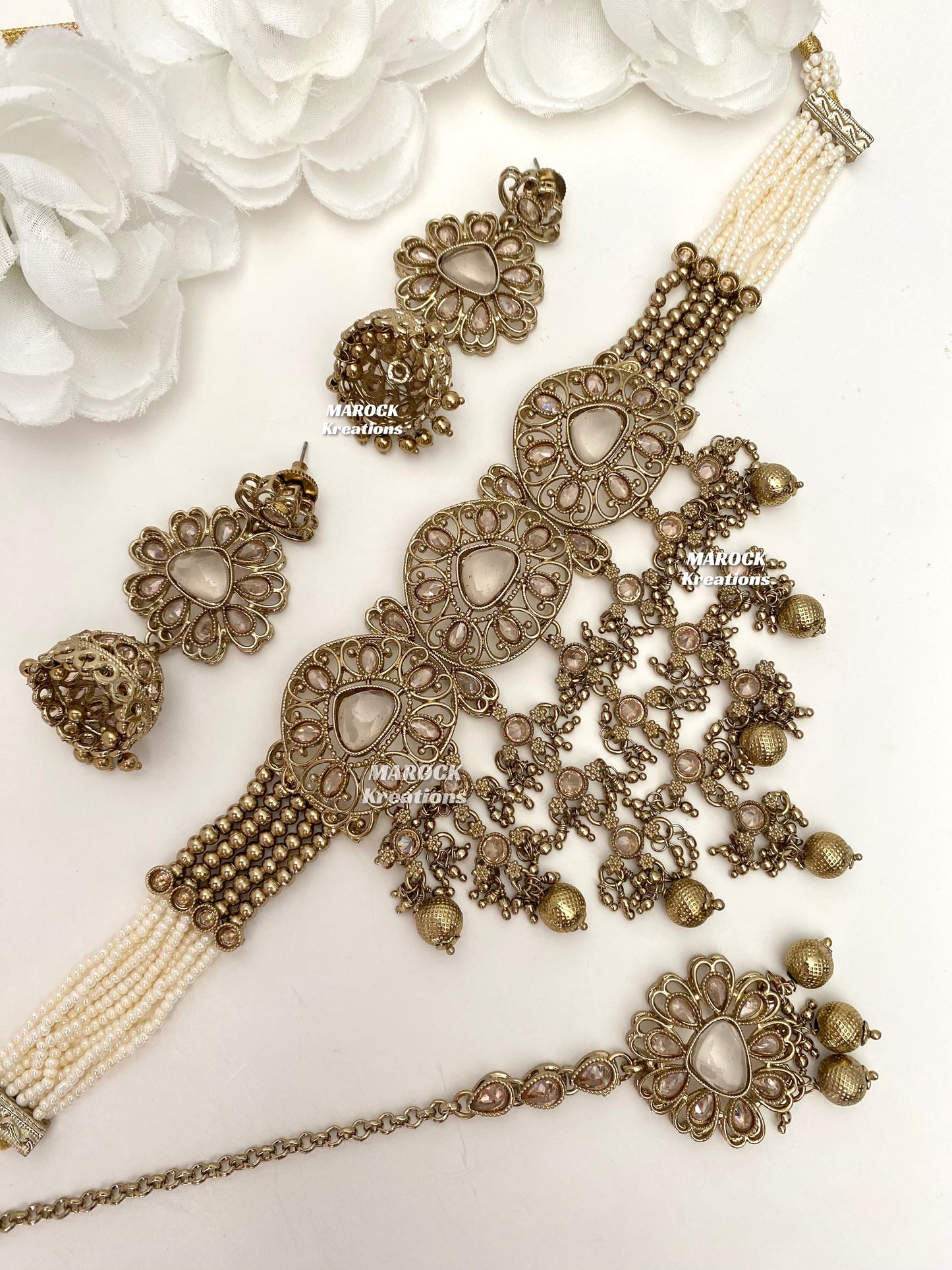 Amaira Antique Gold Polki choker set
