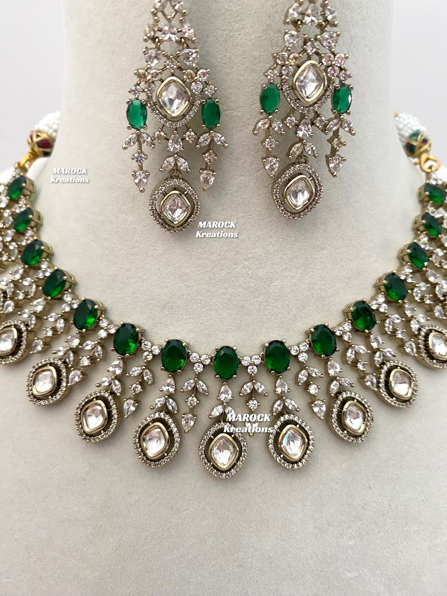 Aakriti Antique Gold American Diamond Necklace set
