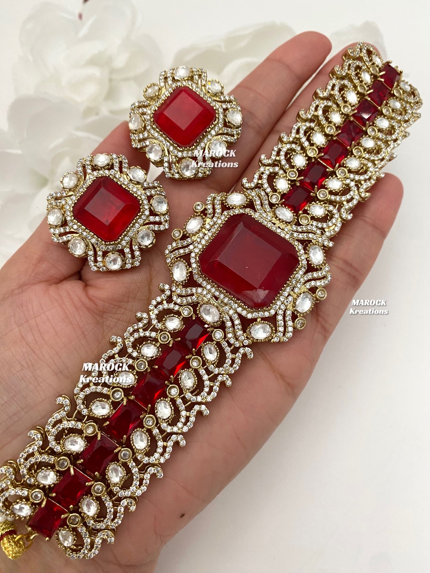 Paloma Sabyasachi inspired Premium Quality Moissanite Kundan and American Diamond choker set