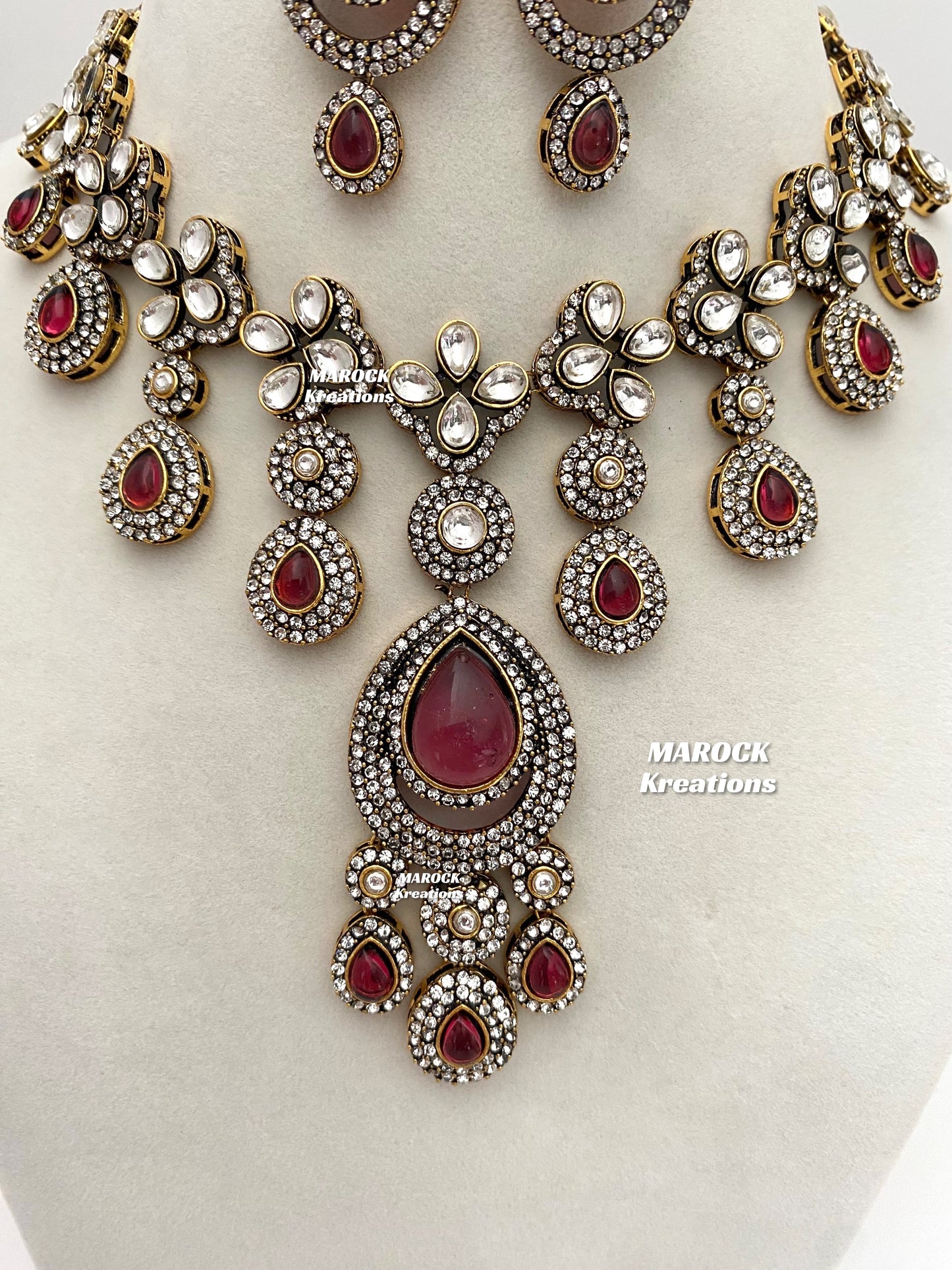 Sanjna Victorian Kundan Statement Necklace set