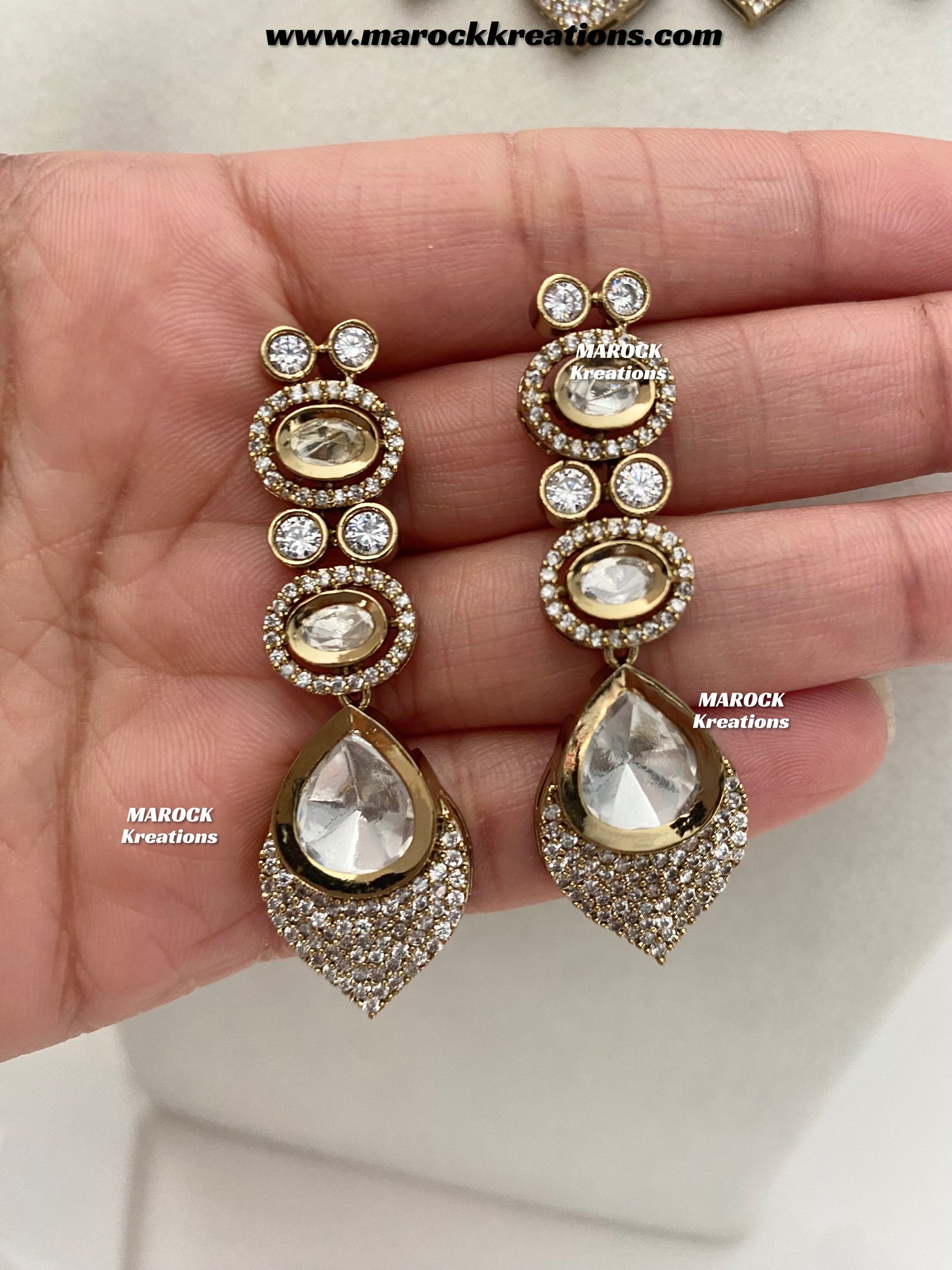 Kimmi Premium Quality Moissanite Kundan and American diamond Necklace set