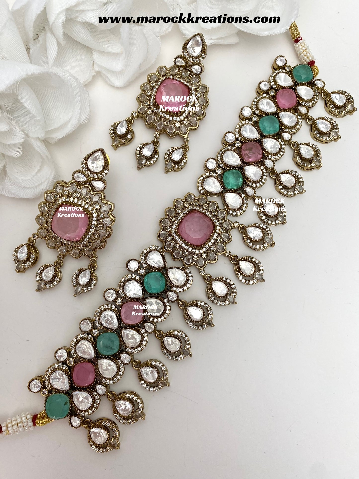 Vinny Premium Quality Moissanite Kundan Statement choker set