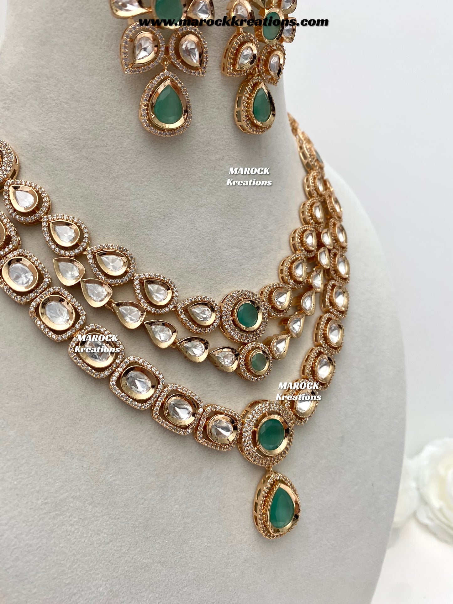 Mahnoor Premium Quality Tyani inspired Gold plated statement necklace set