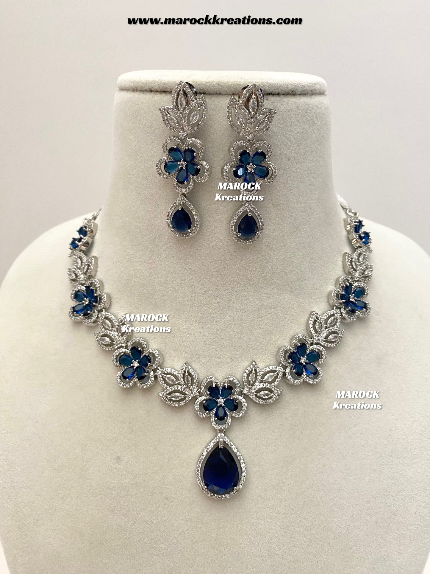 Sibani Silver American Diamond Necklace set