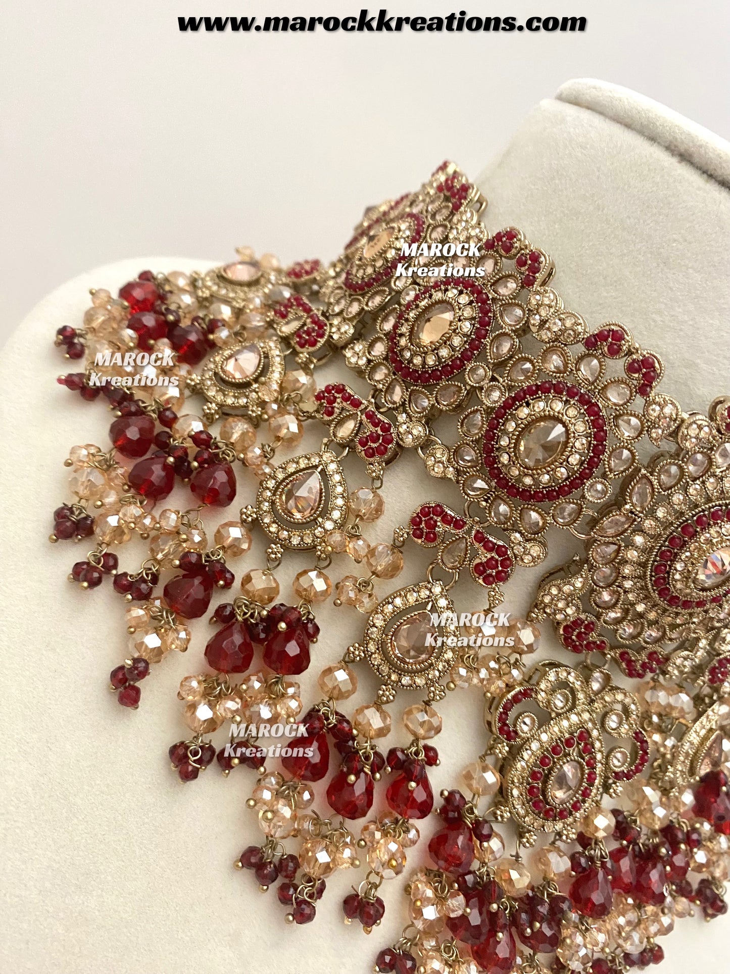 Nazmun Antique Gold Pakistani Polki choker/necklace set with Passa