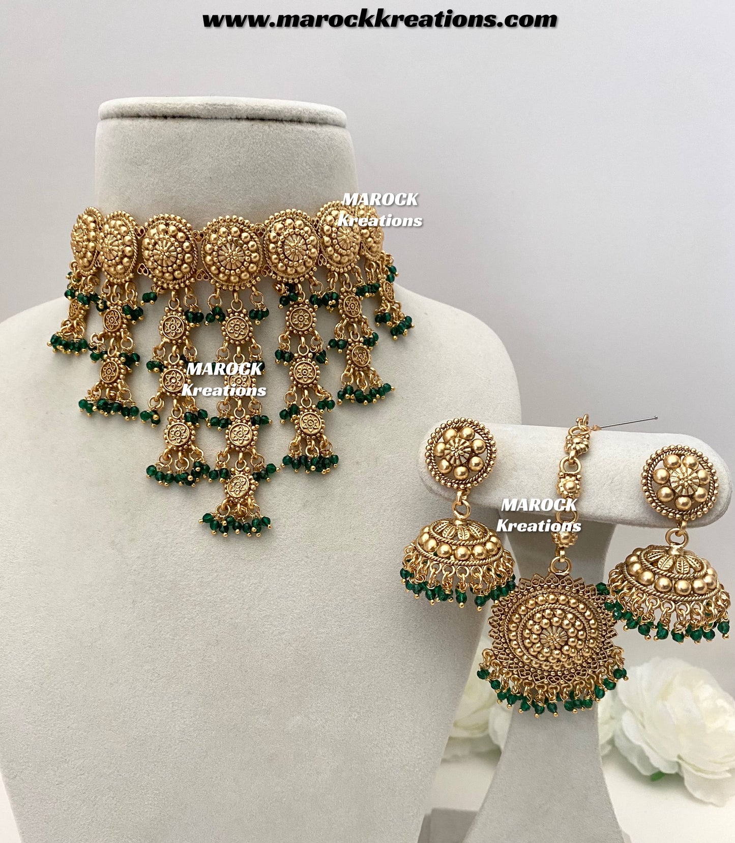 Noreen Premium Quality Gold Plated statement waterfall choker set