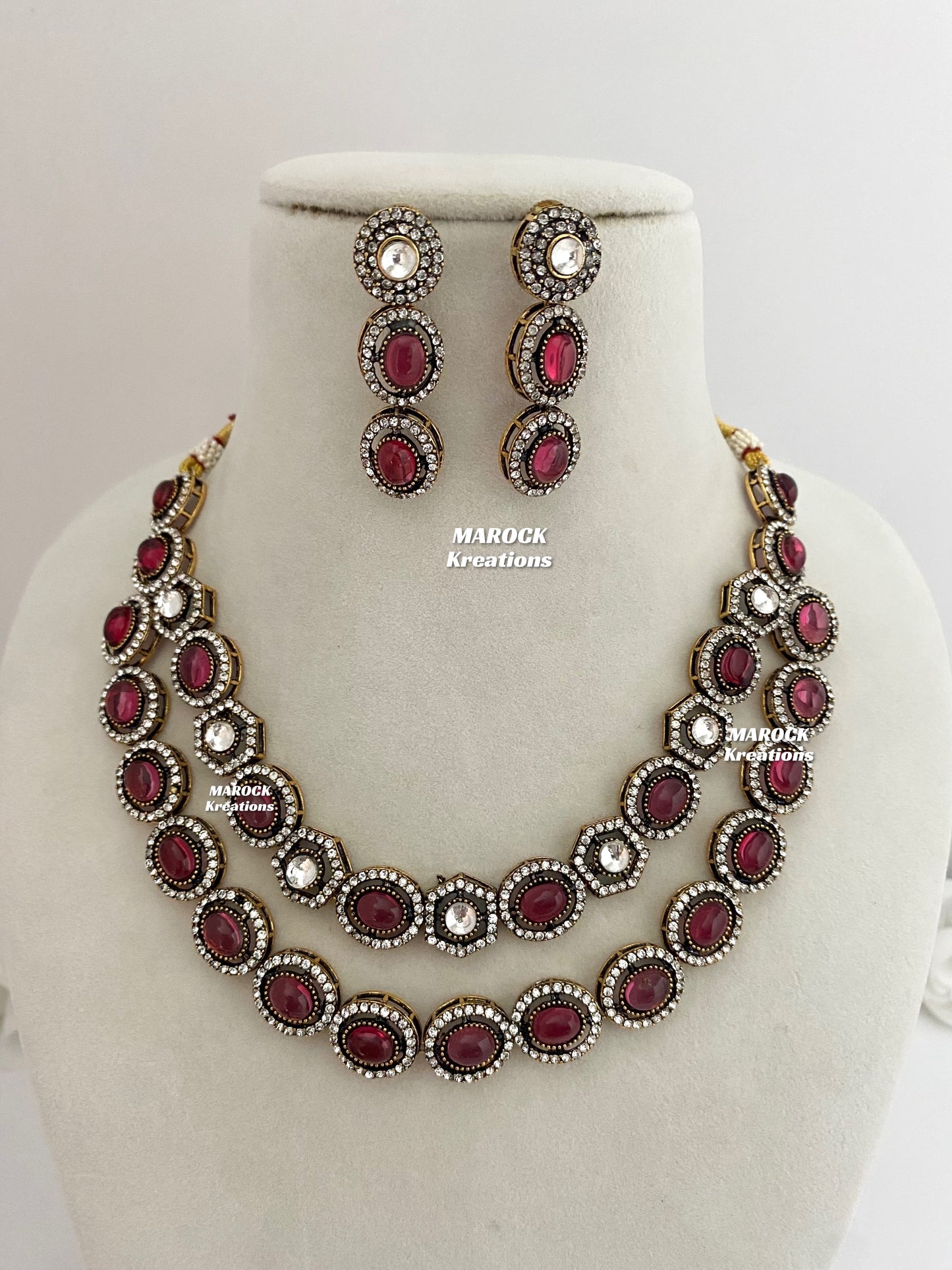 Sheenam Victorian Kundan Double layer Necklace set