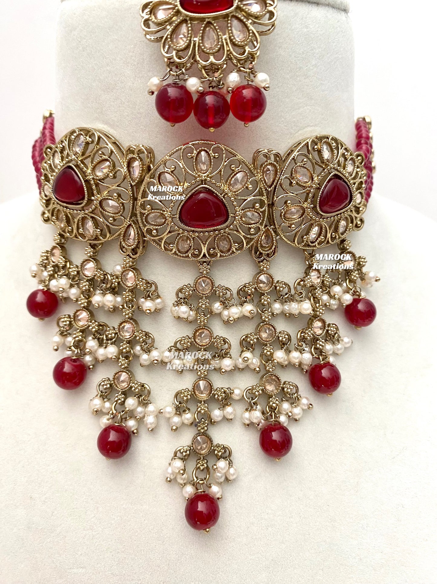 Amaira Antique Gold Polki choker set