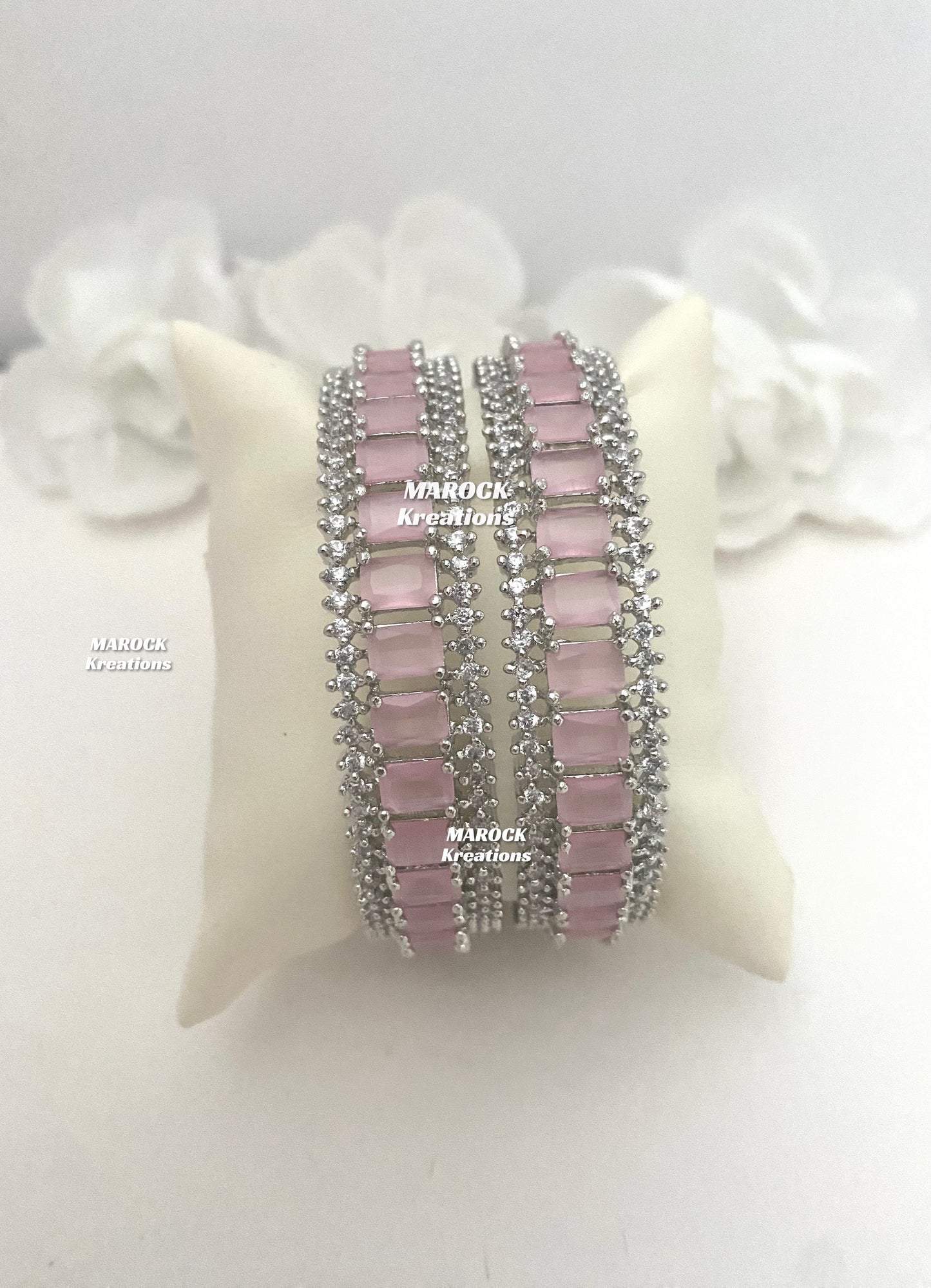 Silver American Diamond Bangles/Kade