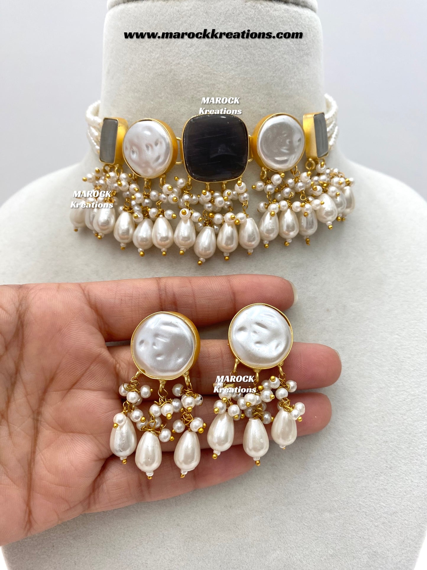 Adviti Mother of pearls Statement choker set