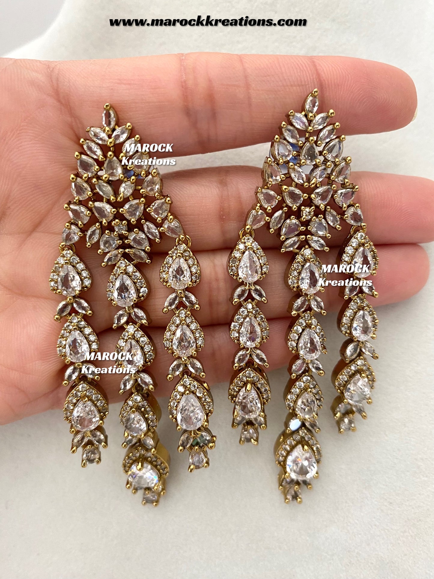 Naima Antique Gold American diamond Statement Necklace set