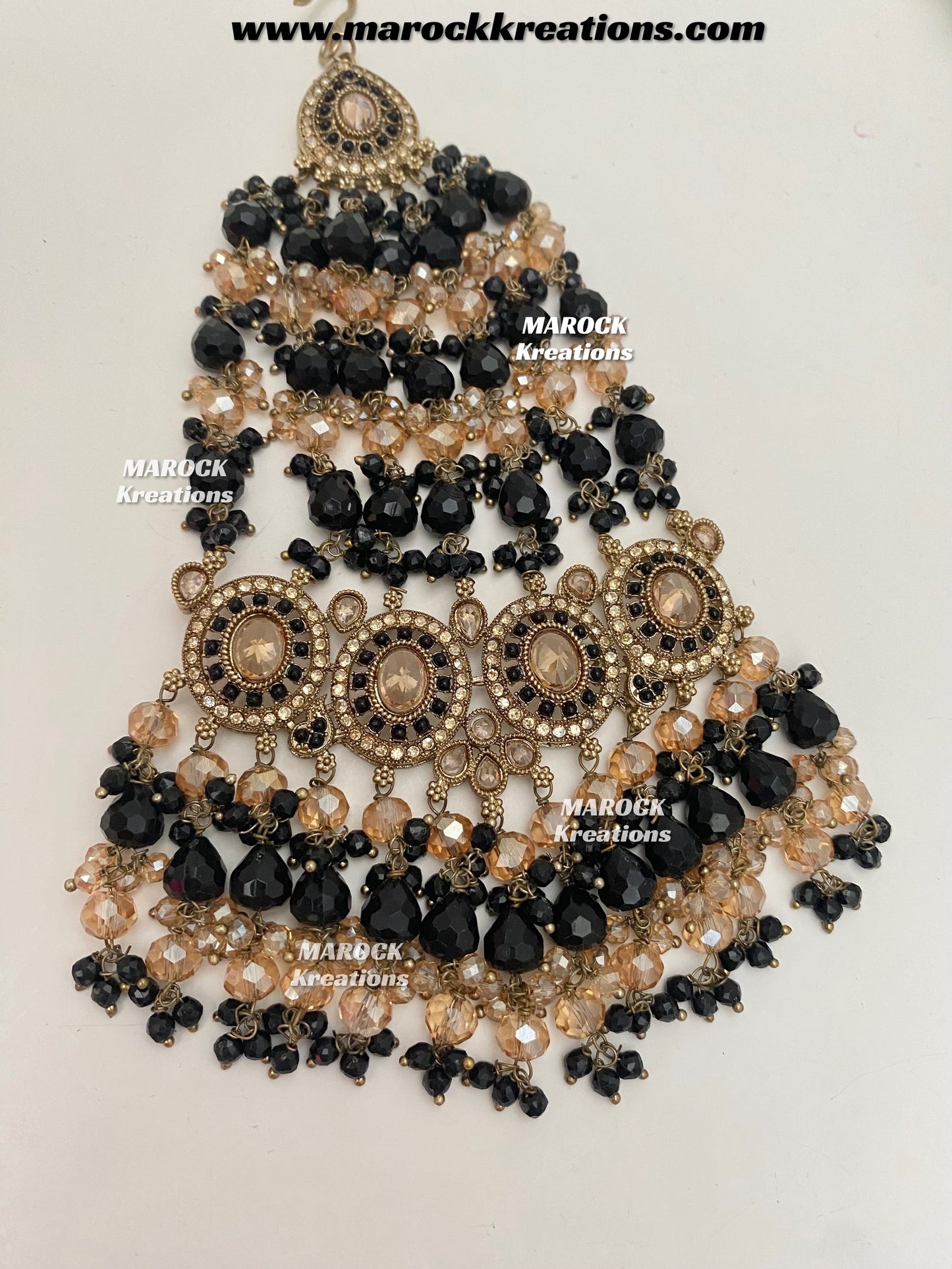 Nazmun Antique Gold Pakistani Polki choker/necklace set with Passa