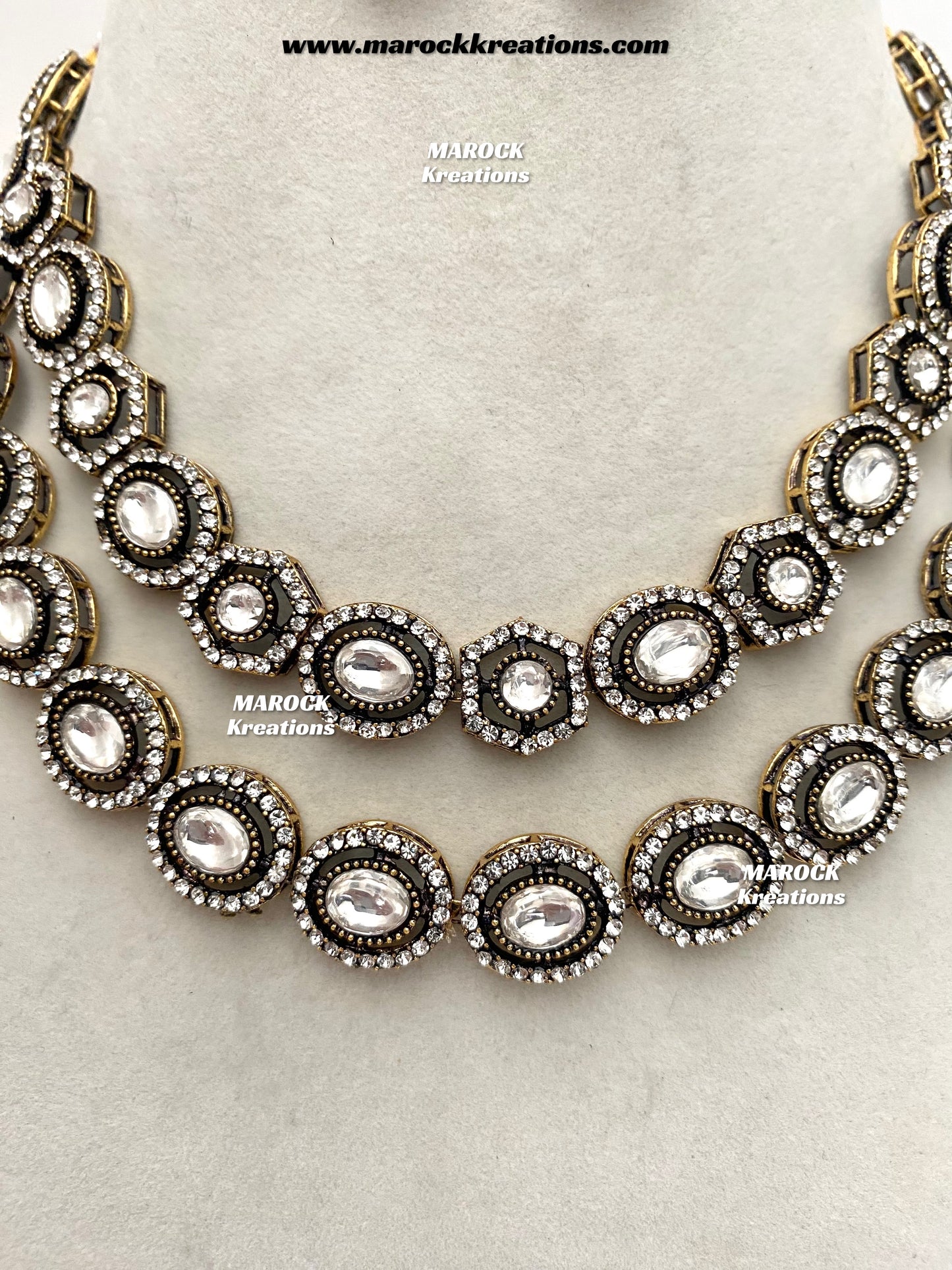 Sheenam Victorian Kundan Double layer Necklace set