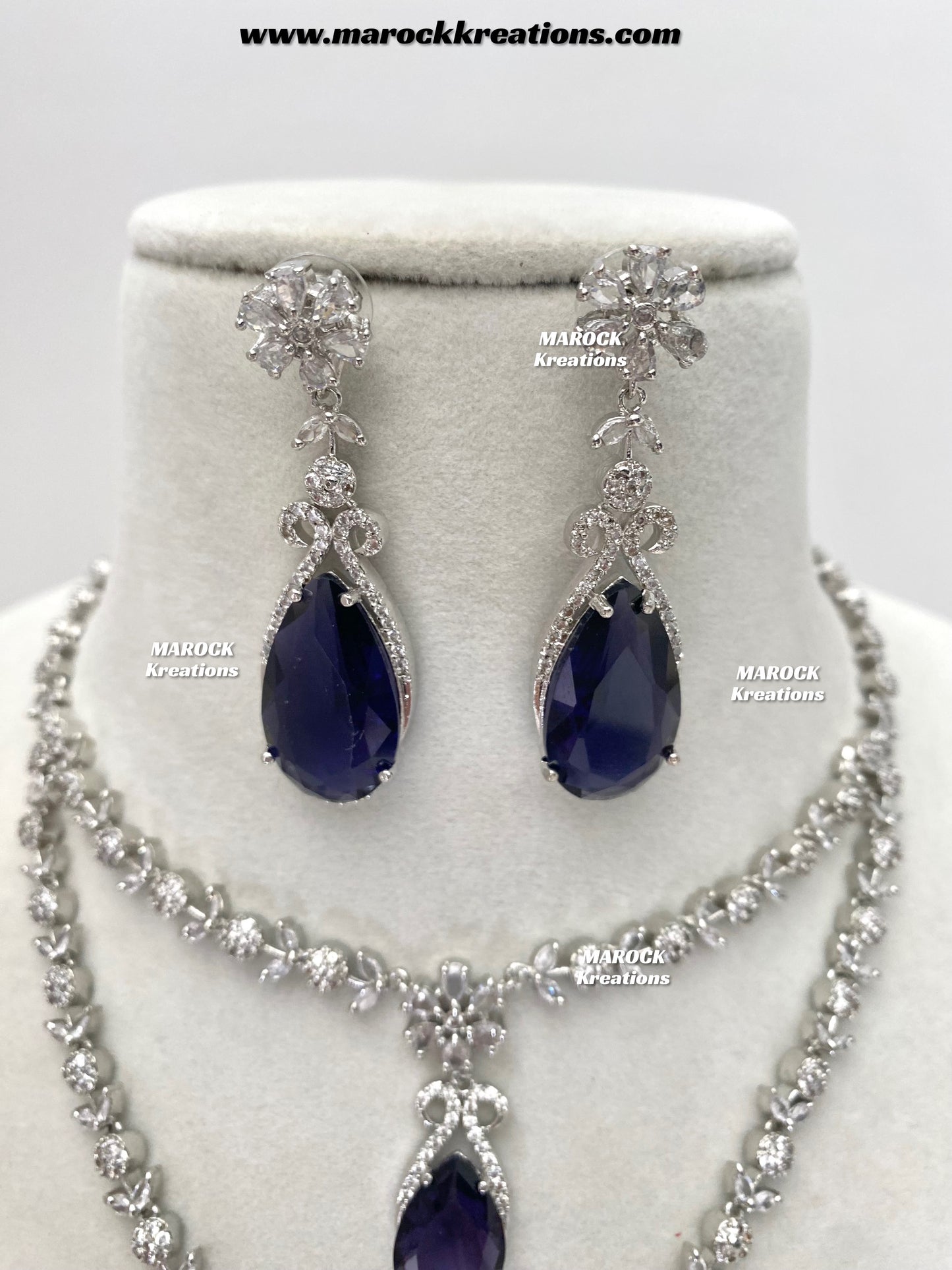 Lauren Silver American Diamond Necklace set