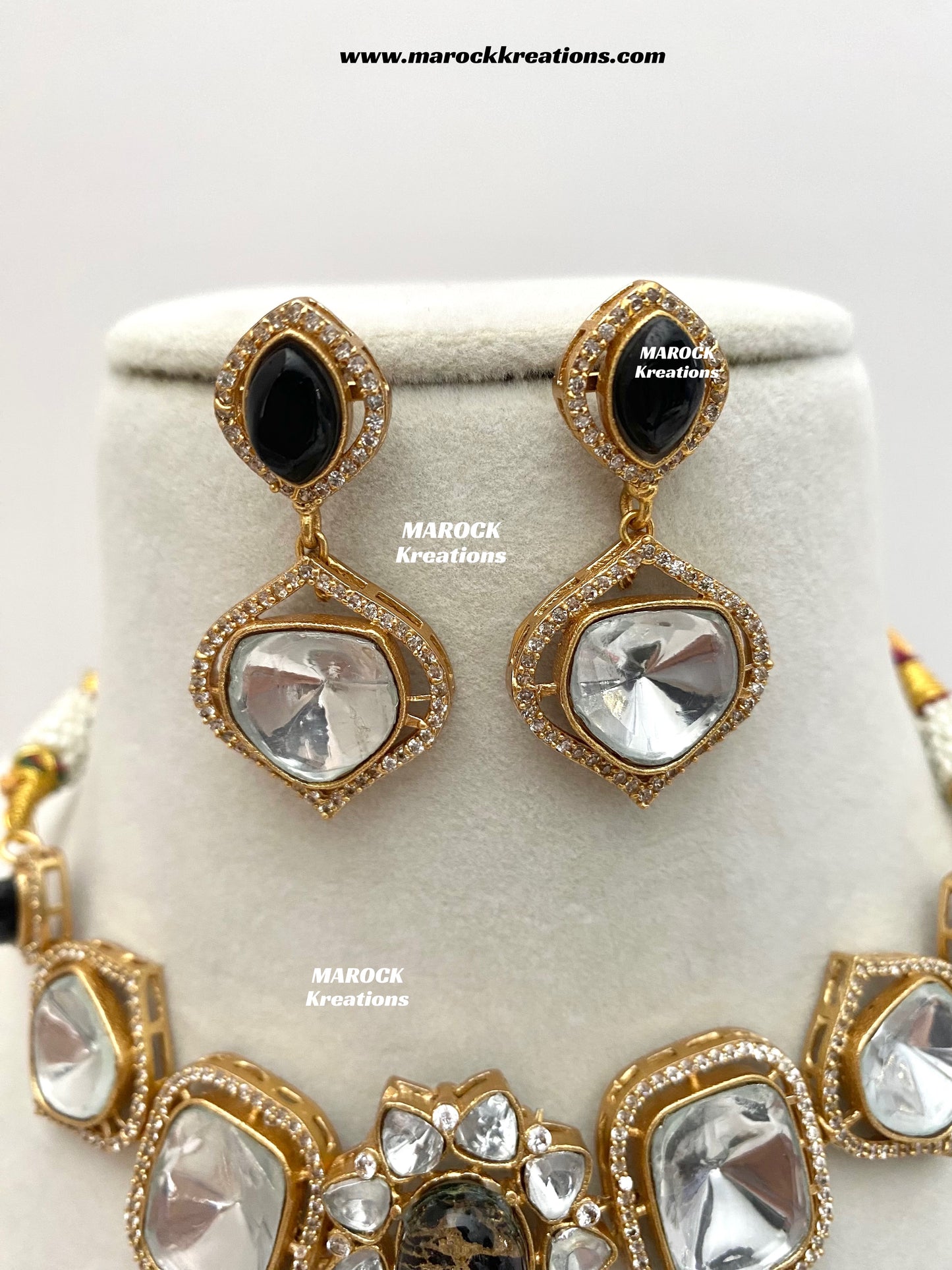 Kalpana Premium Quality Moissanite Kundan and doublet stone Statement Choker set
