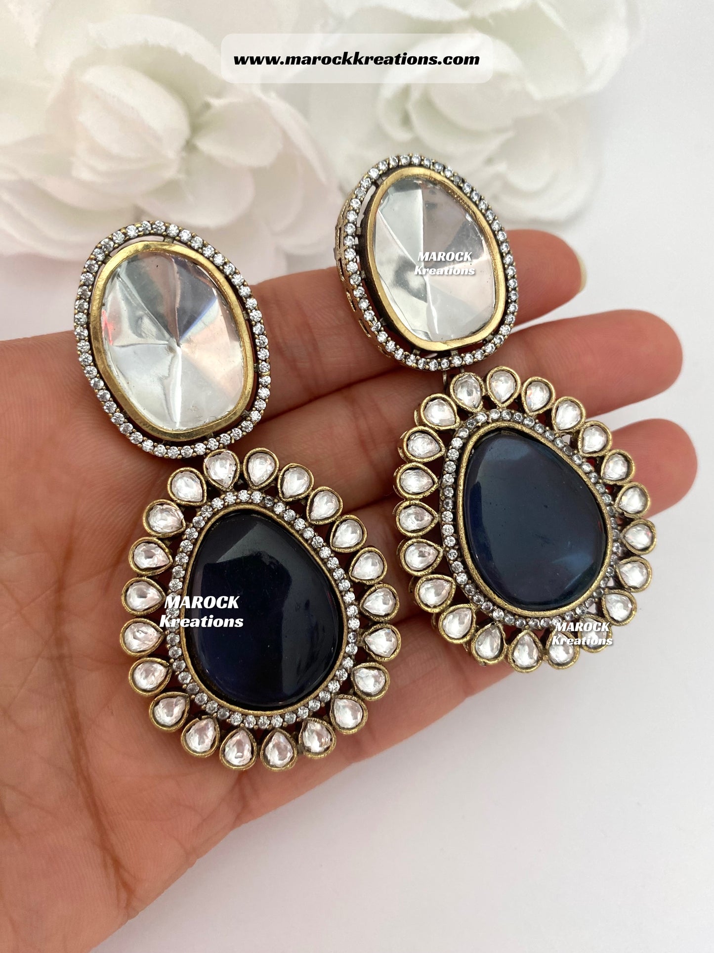 Premium Quality uncut Kundan Moissanite Necklace set