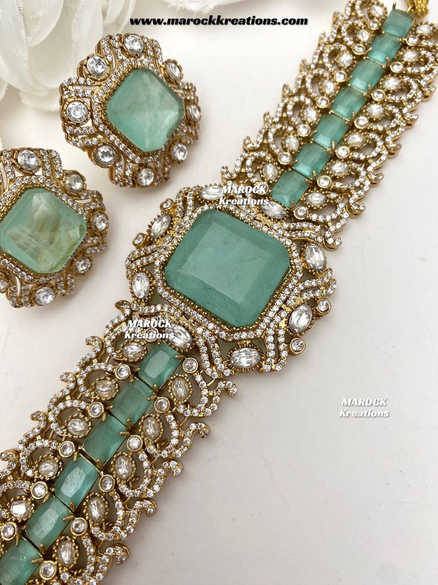 Paloma Sabyasachi inspired Premium Quality Moissanite Kundan and American Diamond choker set
