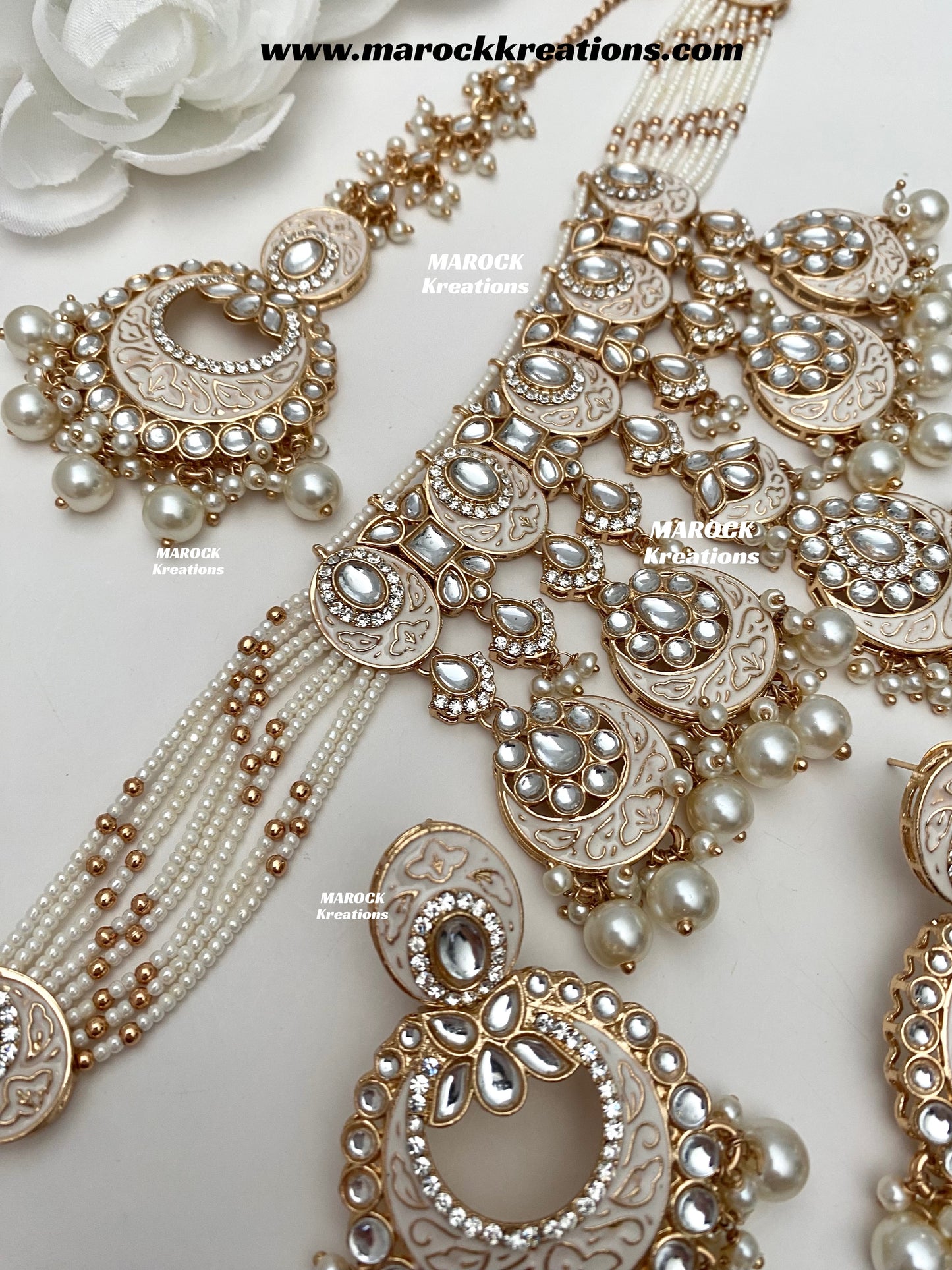 Nirvi Premium Quality Rose Gold Kundan Meenakari Choker/Necklace set