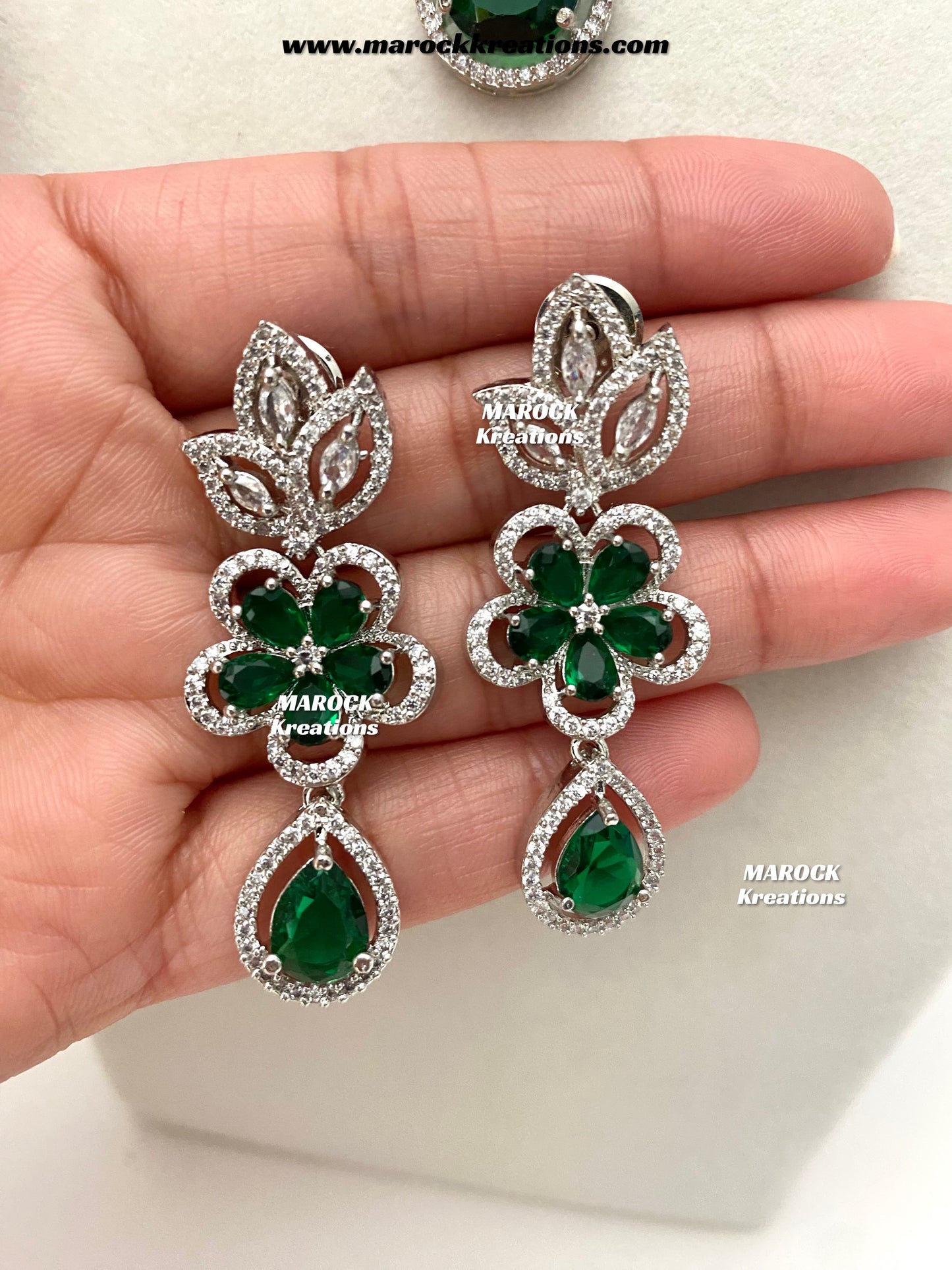 Sibani Silver American Diamond Necklace set