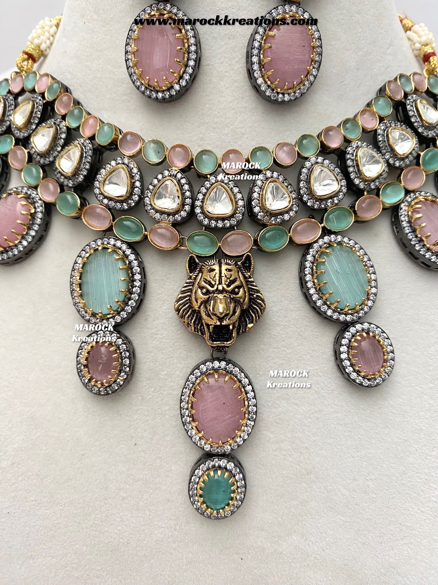 Sabeen Sabyasachi inspired Victorian Kundan Statement necklace set