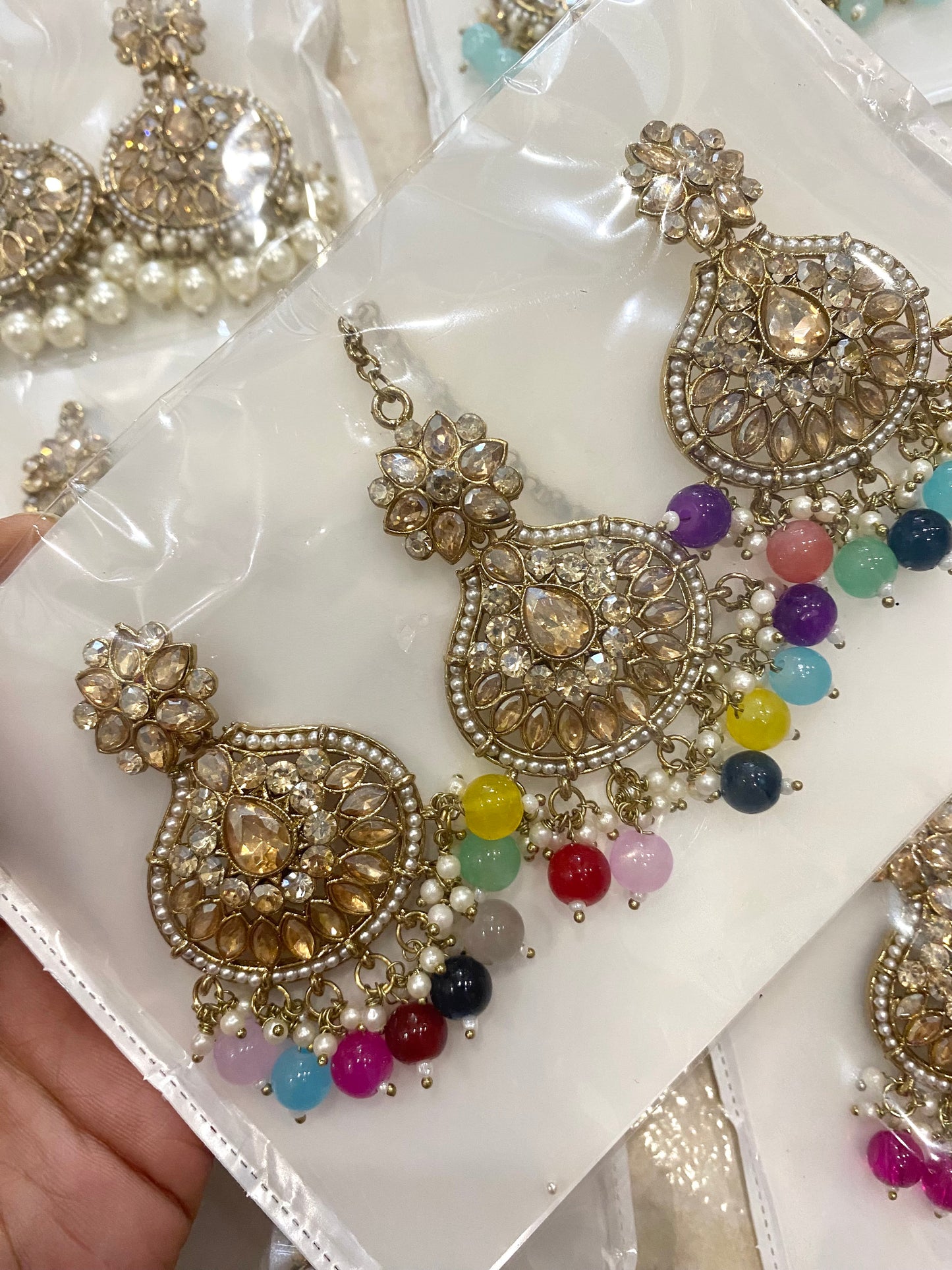 Polki Earrings and tikka set
