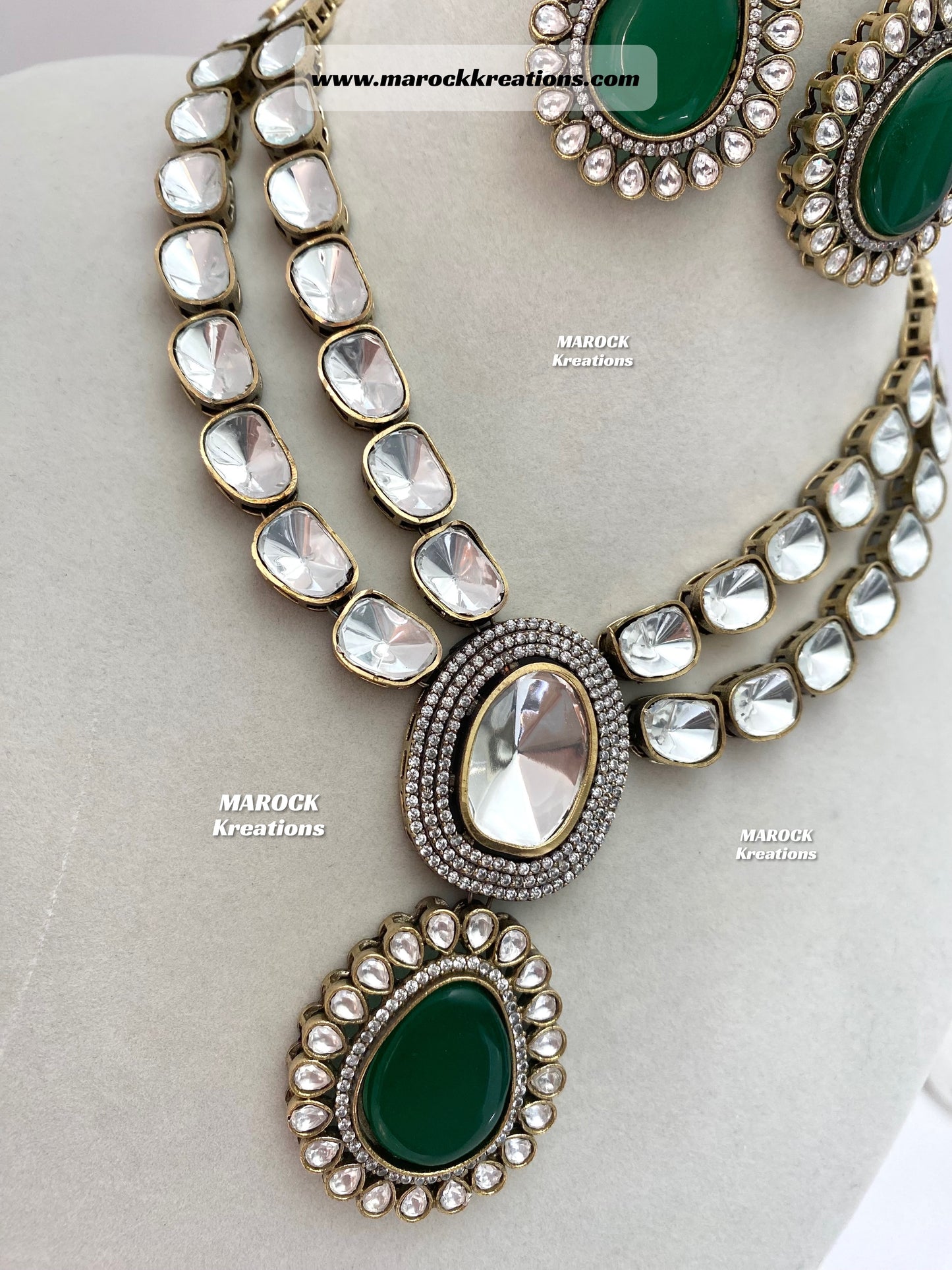 Premium Quality uncut Kundan Moissanite Necklace set
