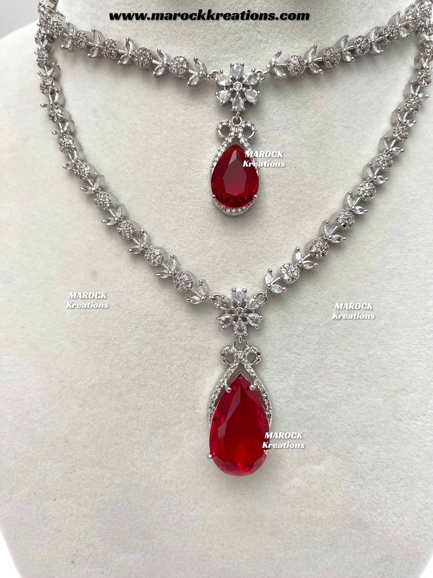 Lauren Silver American Diamond Necklace set