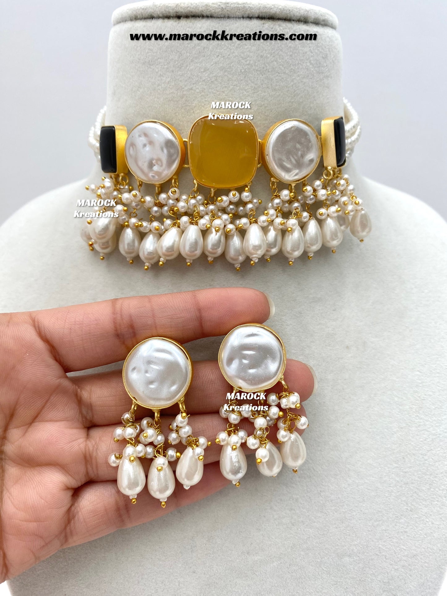 Adviti Mother of pearls Statement choker set