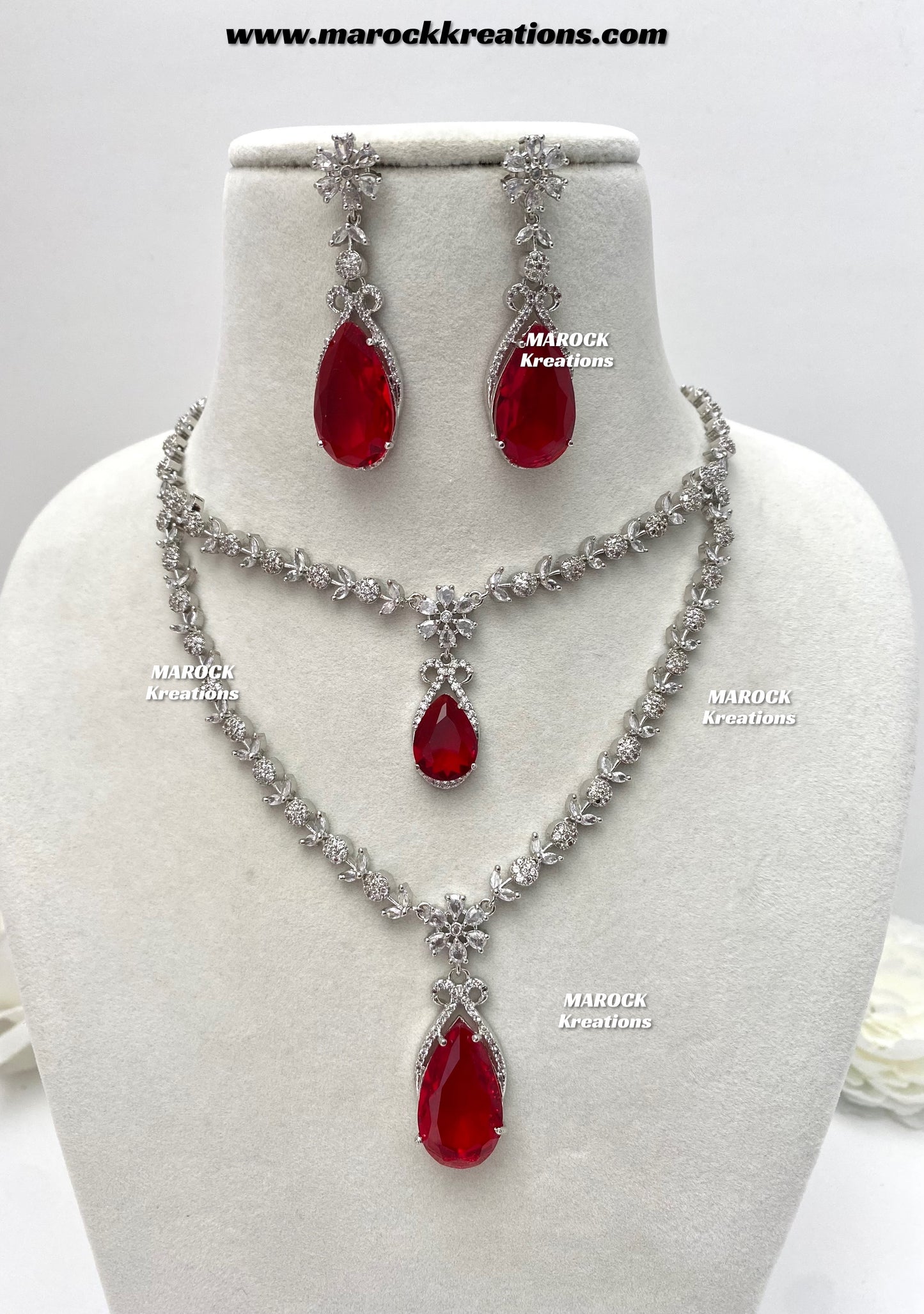 Lauren Silver American Diamond Necklace set