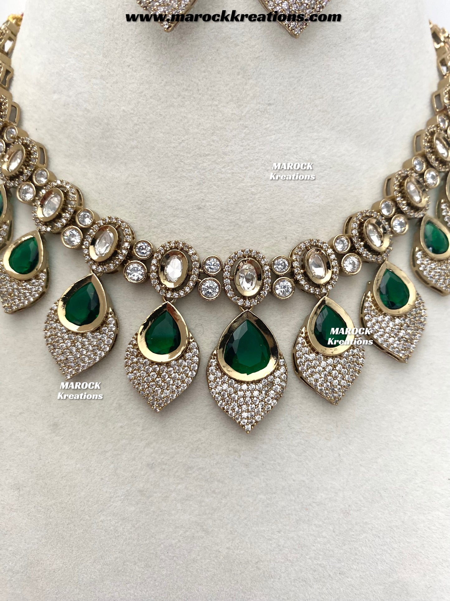 Kimmi Premium Quality Moissanite Kundan and American diamond Necklace set
