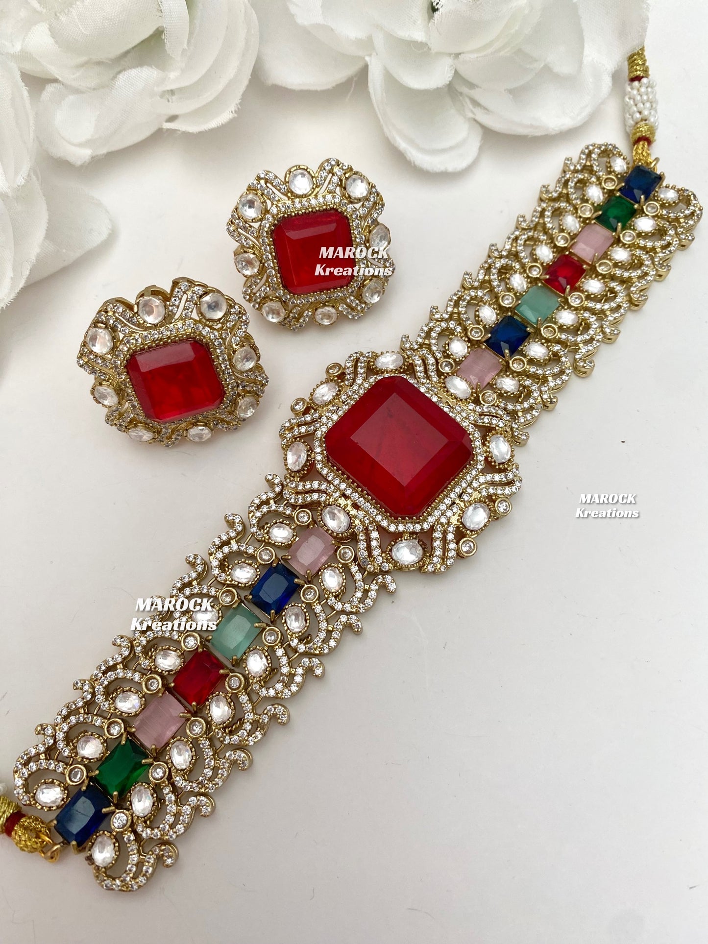 Paloma Sabyasachi inspired Premium Quality Moissanite Kundan and American Diamond choker set