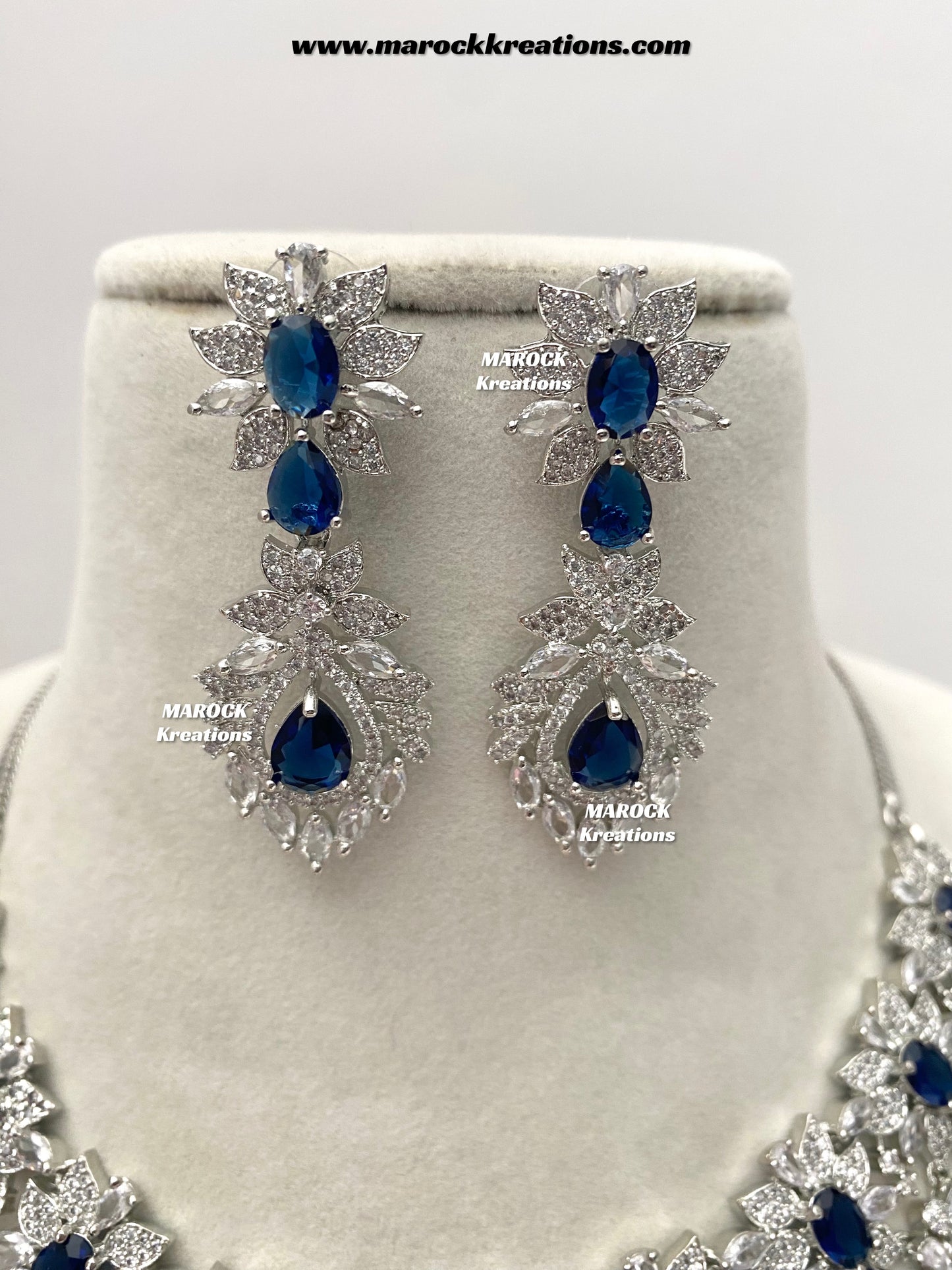 Austin Silver American Diamond Necklace set