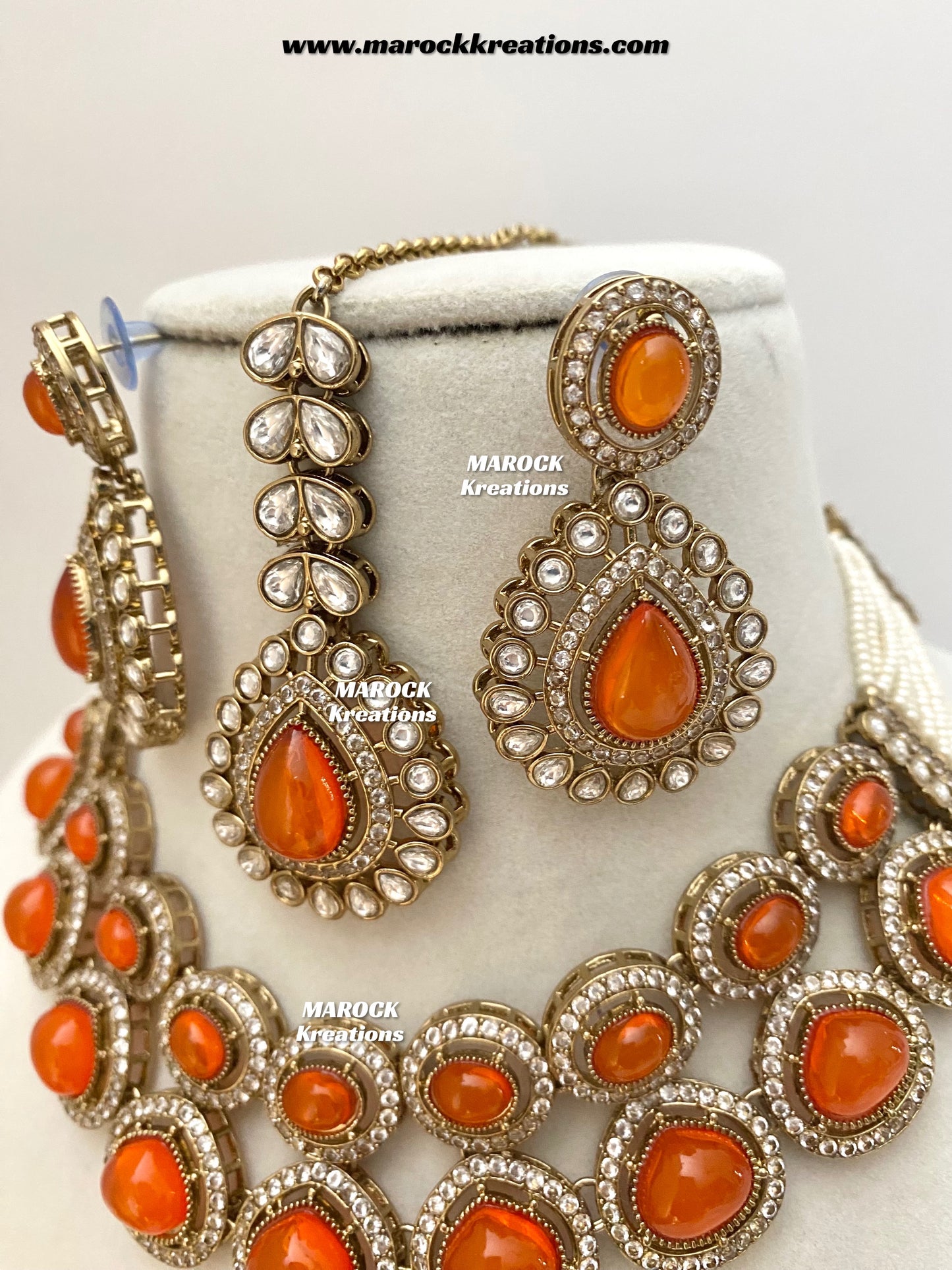 Zafina Premium Quality Moissanite Kundan Statement Choker/Necklace set