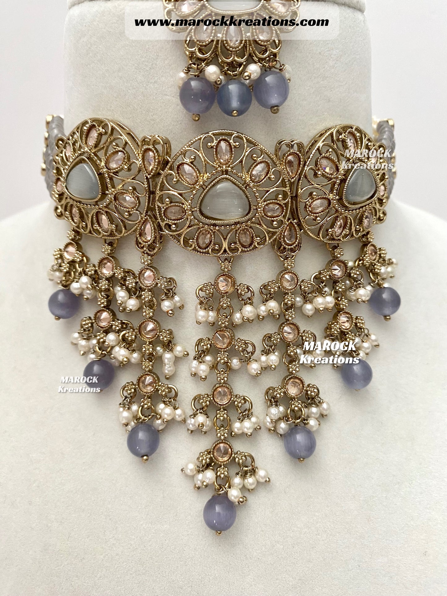 Amaira Antique Gold Polki choker set