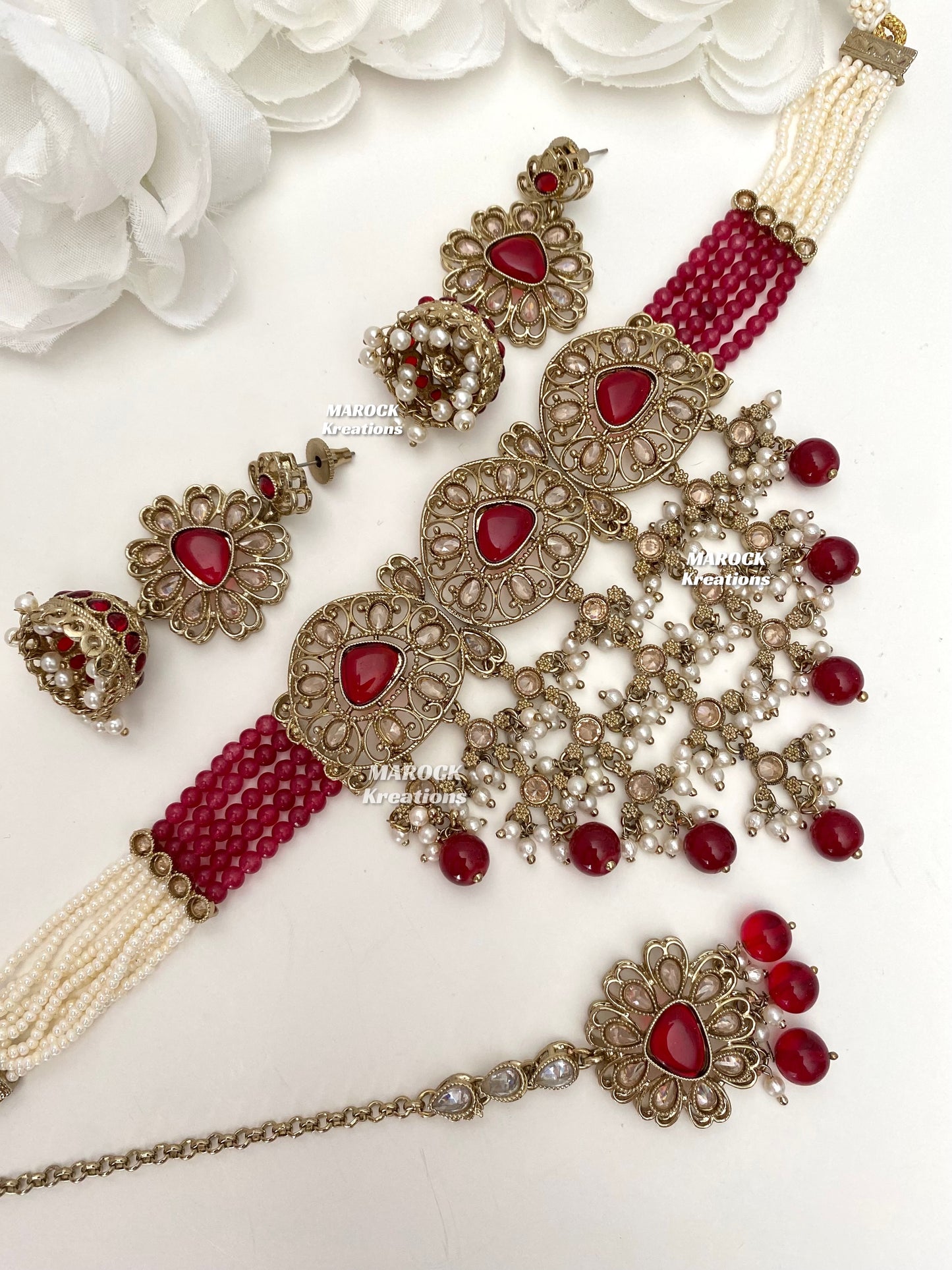 Amaira Antique Gold Polki choker set