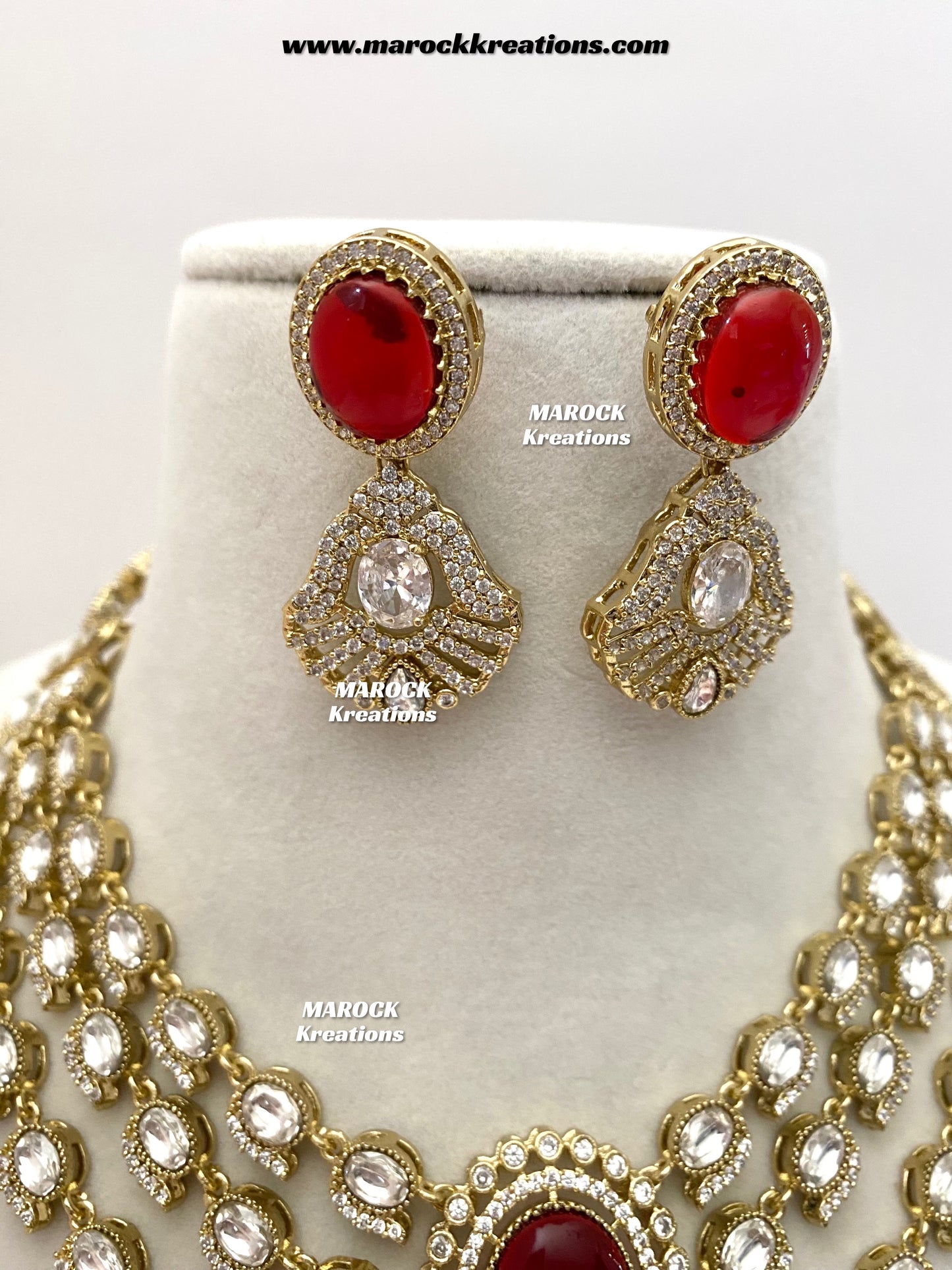 Salina Premium Quality Moissanite Kundan triple layer Necklace set