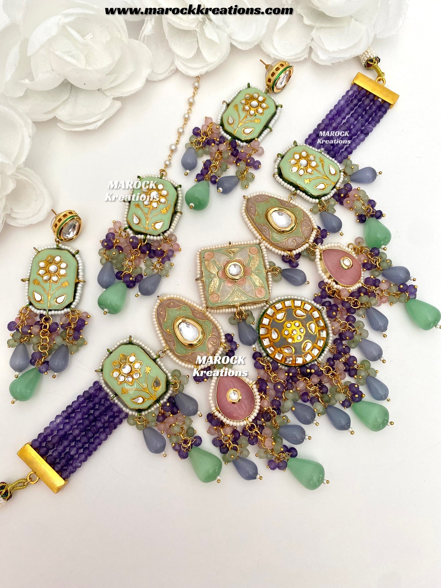 Zina Premium Quality Kundan Meenakari Statement Choker set